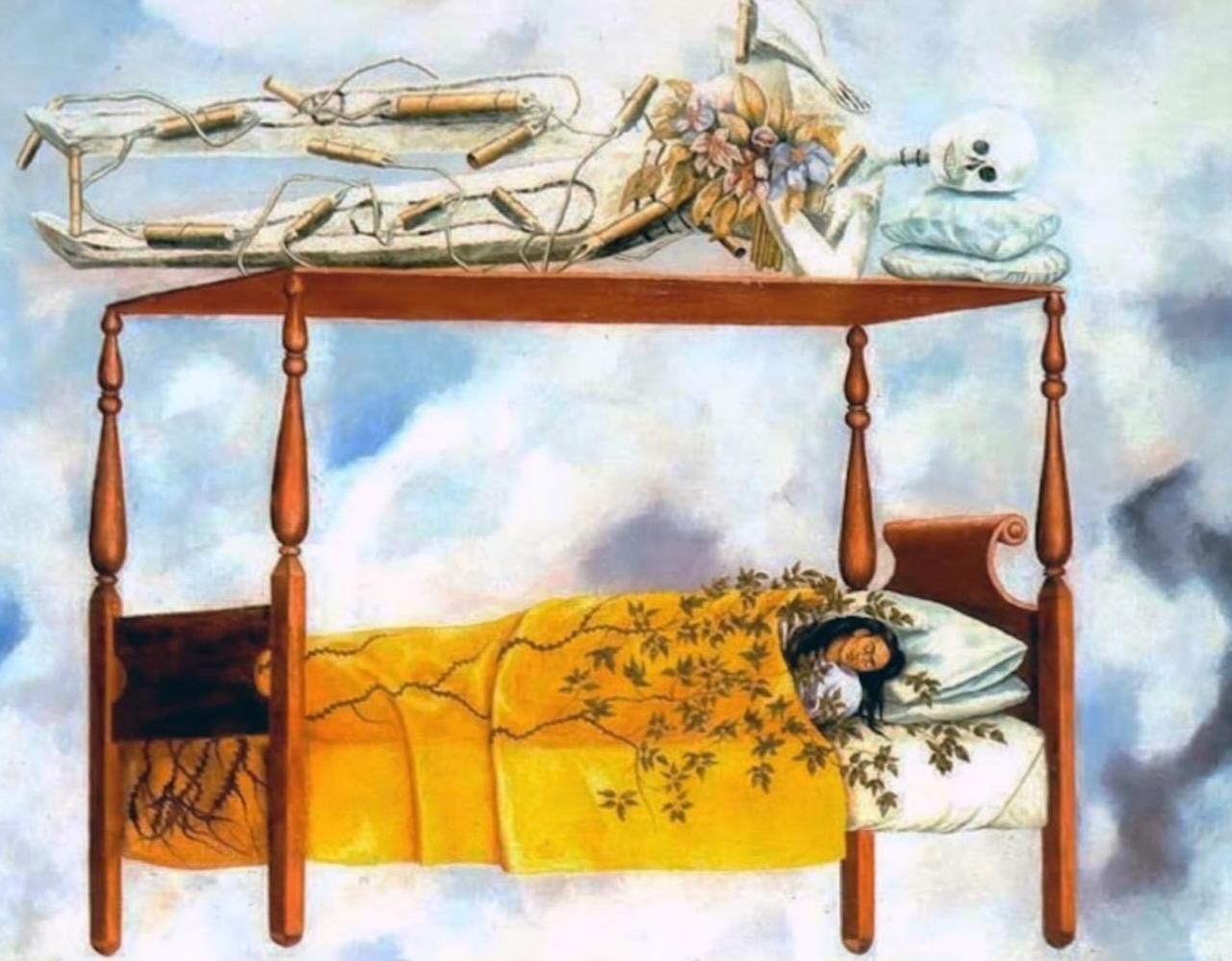 Frida Kahlo painted El sue&ntilde;o (La cama) in 1940, a period often described as turbulent in her personal life. The year followed her 1939 divorce from Diego Rivera and coincided with both their remarriage in December 1940 and the assassination of