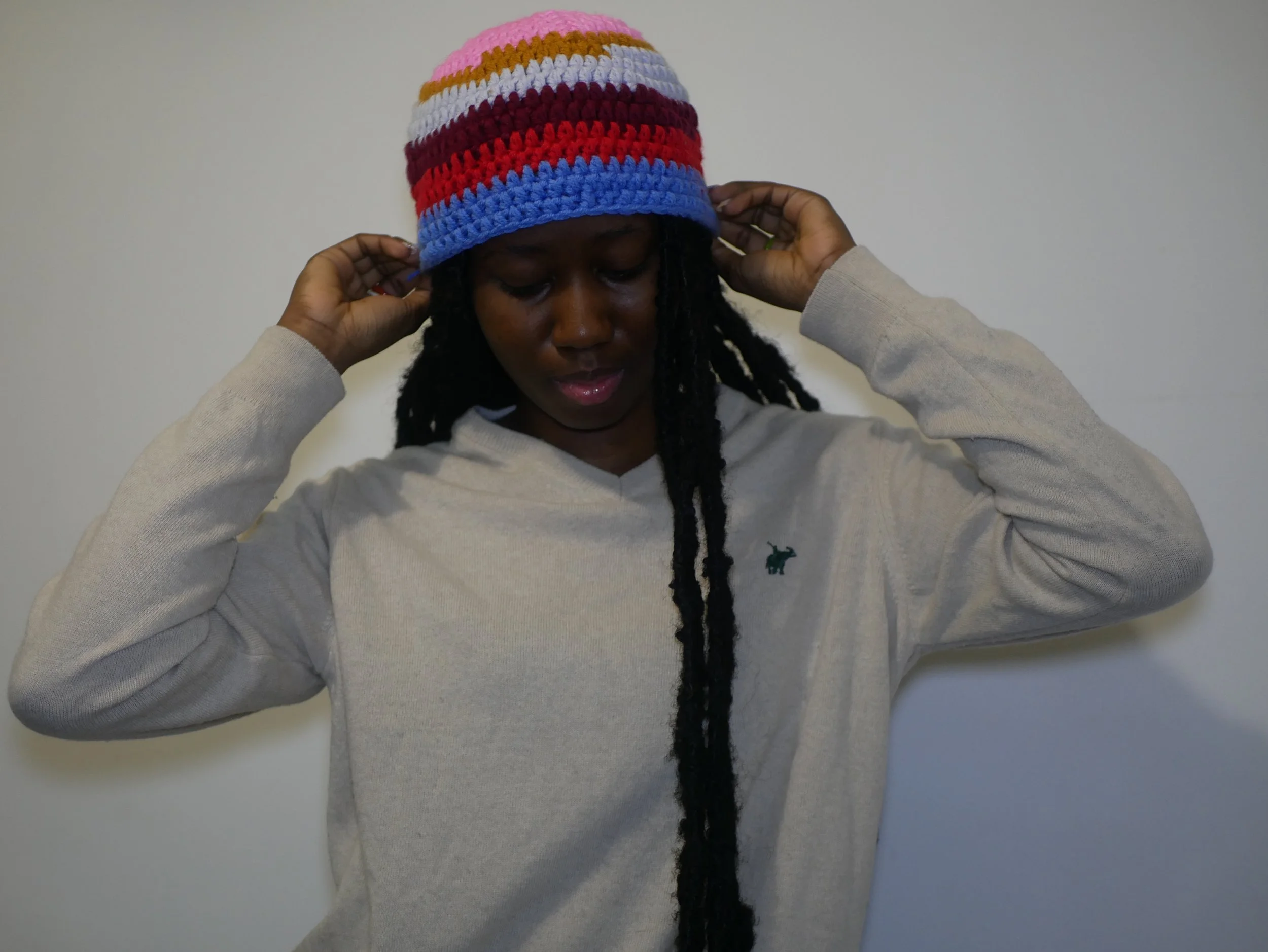 rainbow striped beanie