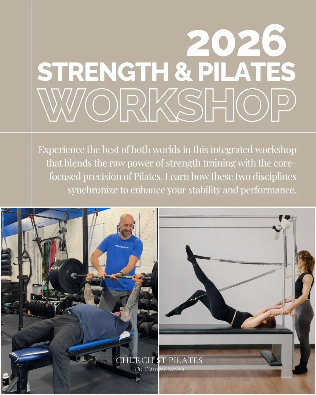 Strength Training and Pilates Workshop June 6th, 11-1:30 pm. Experience the power of these two methods when used together to help you walk (or run or climb or jump or hop!) through life. 

Rob @athleticstrengthclub will help us understand what functi