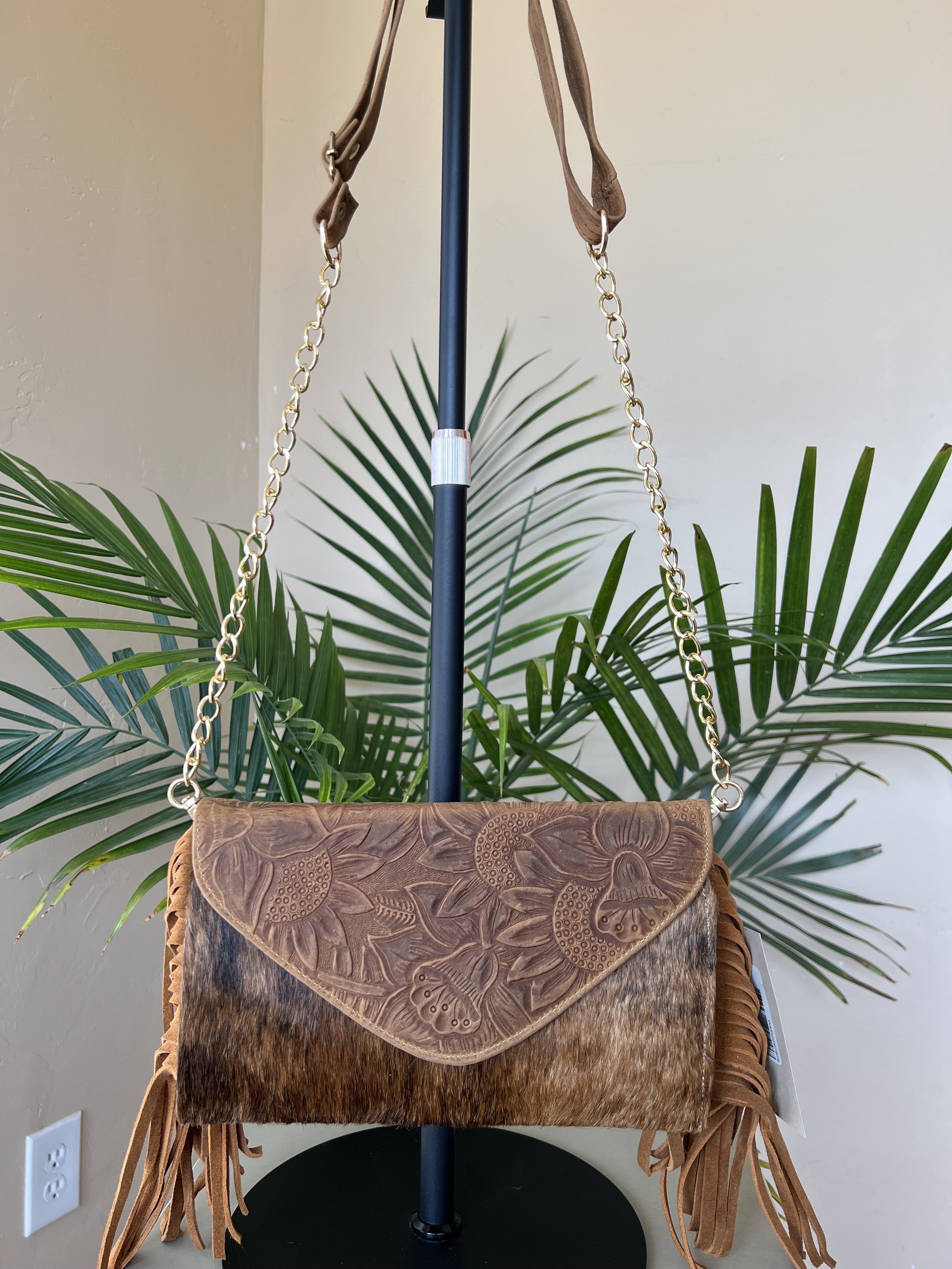 Jessy Cowhide Fringe Crossbody