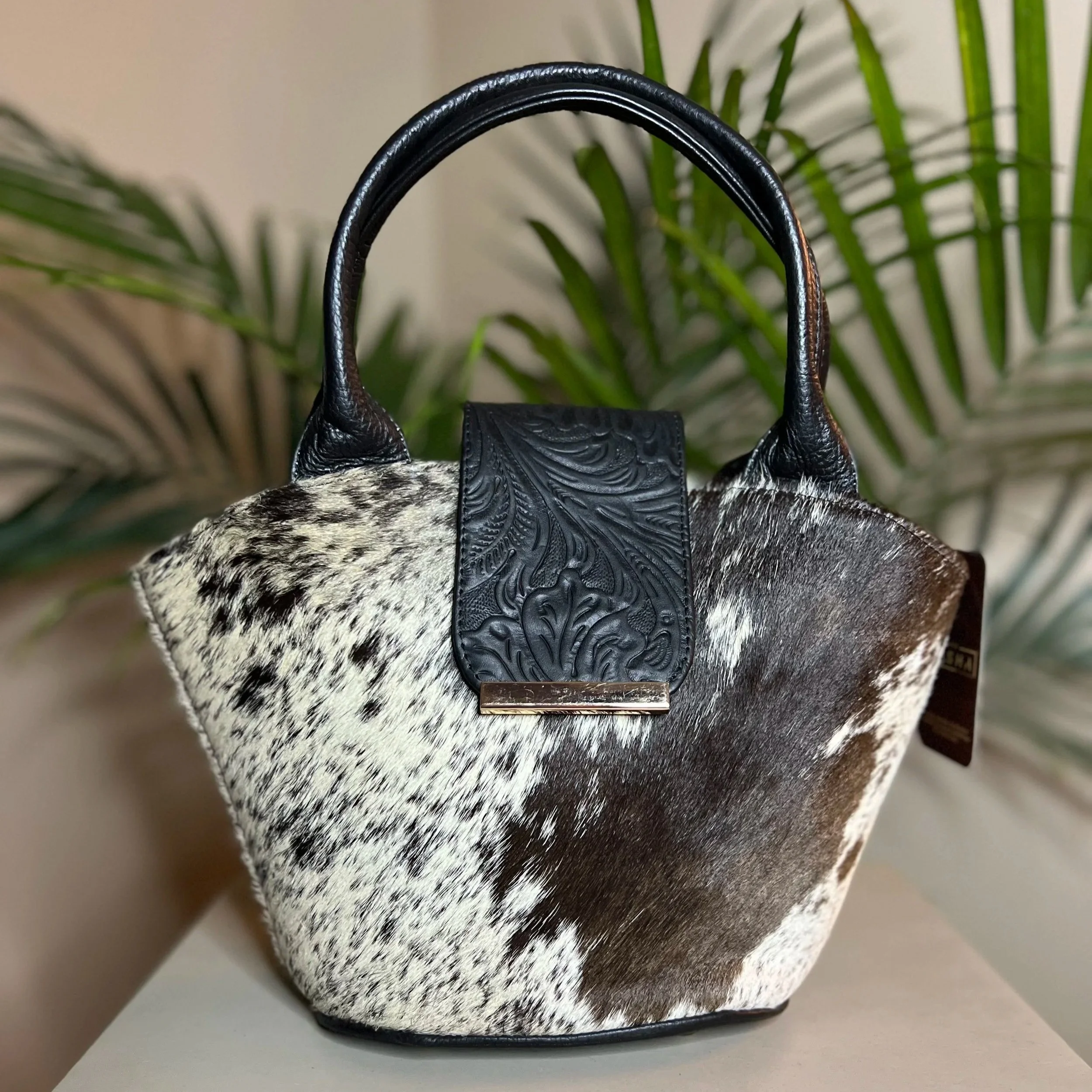Francia Cowhide Bucket Handbag