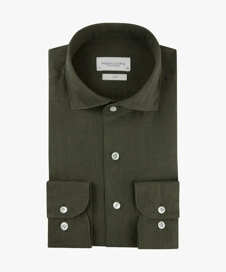 Profuomo Linen Shirt (4449) Dark Green