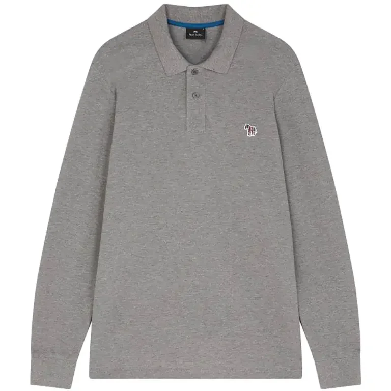 Paul Smith Pique Zebra Long Sleeve Polo (4443) Slate