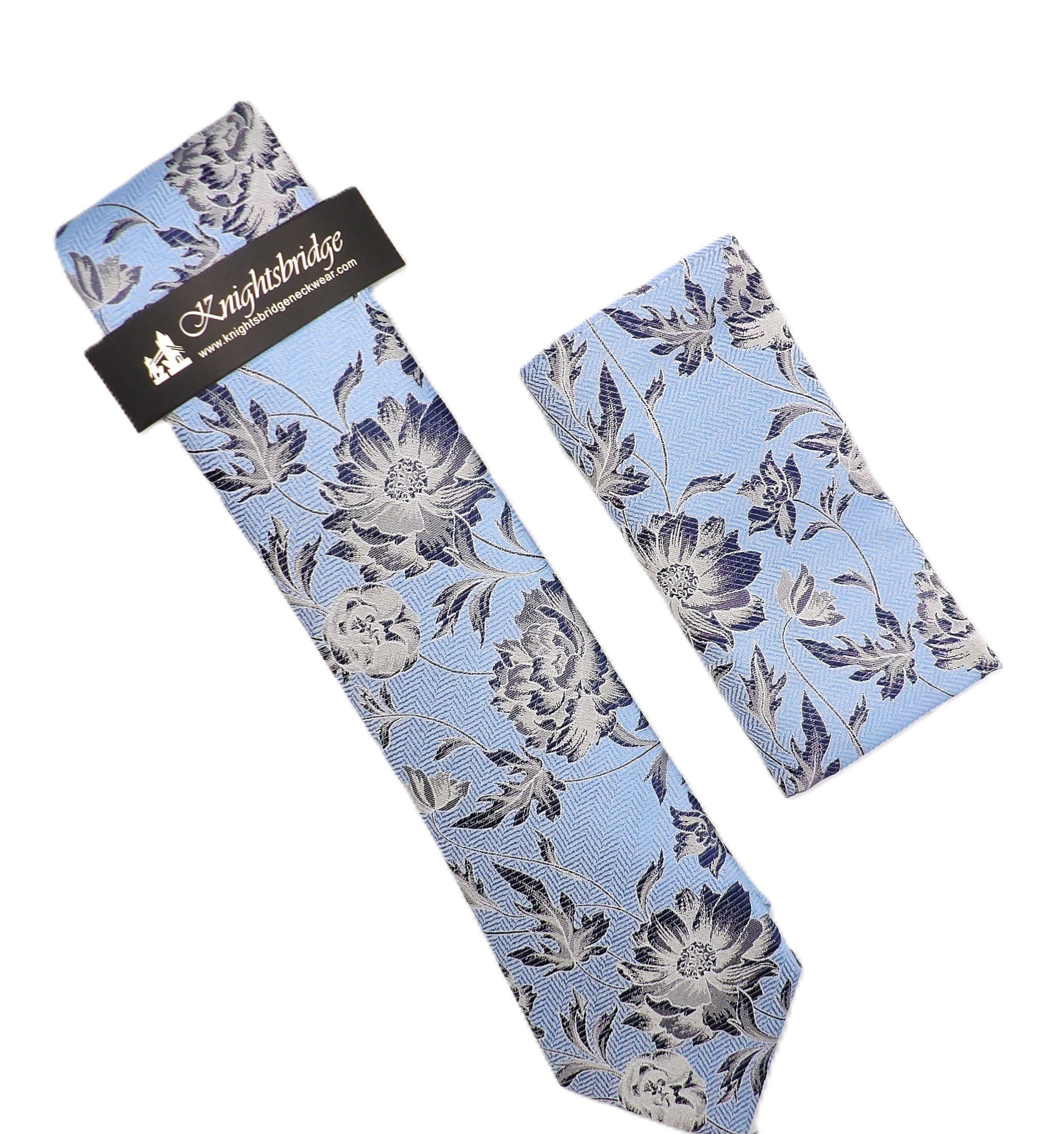 Knightsbridge Silk Tie (4603) Pale Blue Floral