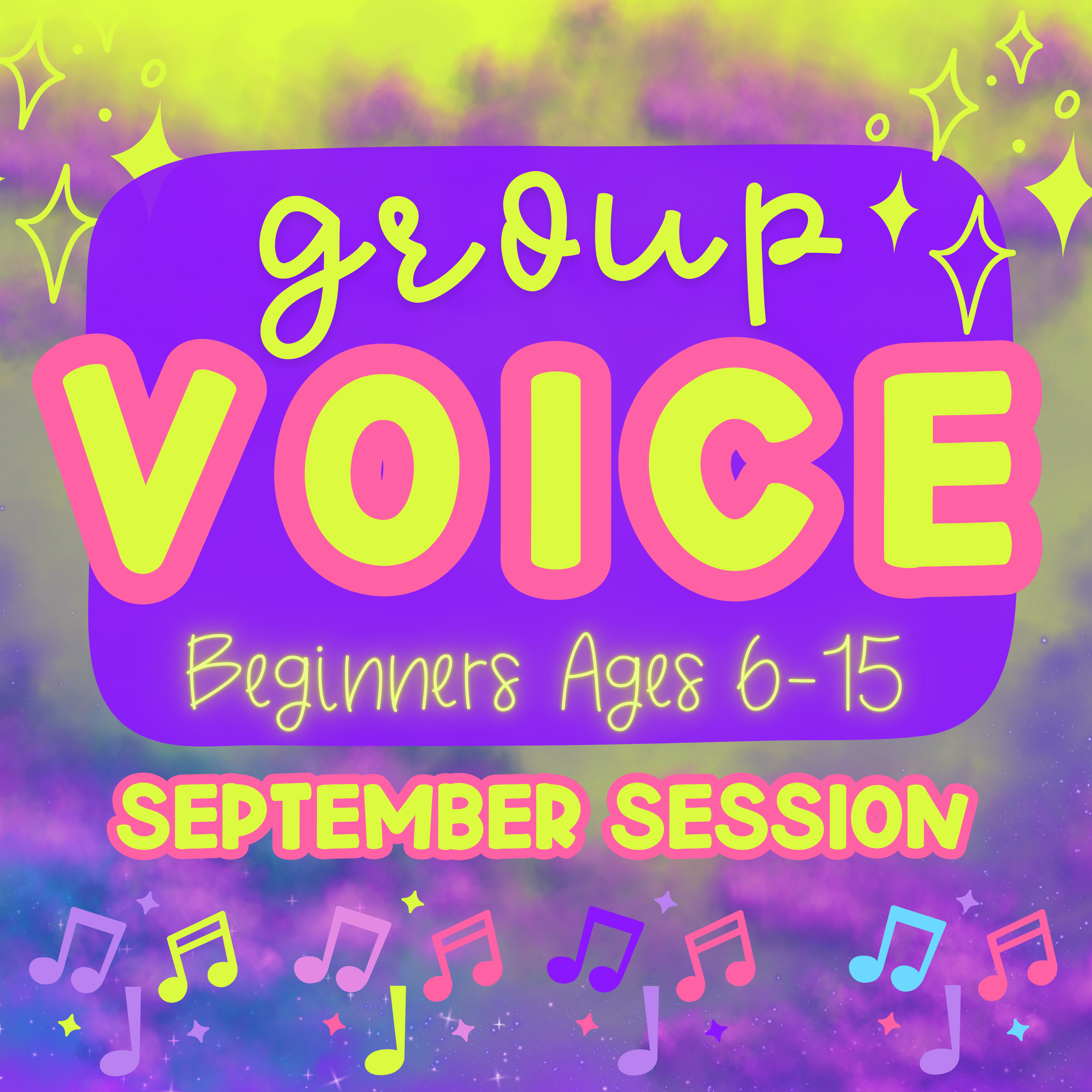 Beginner Group Voice- September Session  - Ages 6-15 - Mondays 3:30-5:00 pm