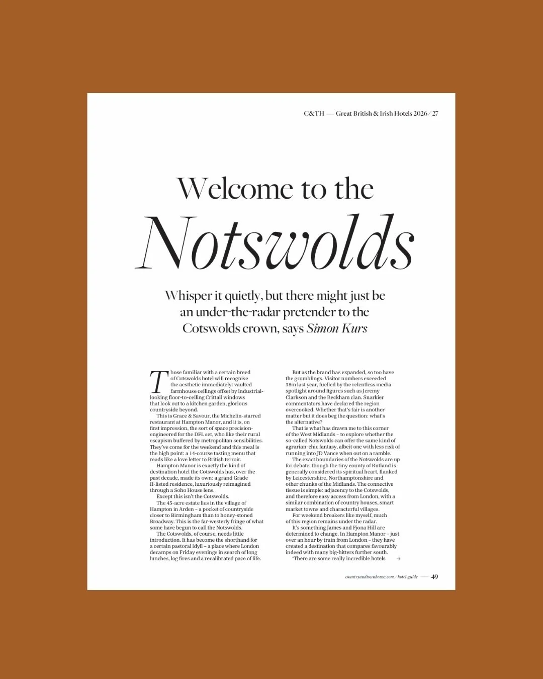 We were delighted to speak with @countryandtownhouse about our love of the Notswolds.

Don&rsquo;t worry, we told them not to come 🤫 😉 

With special thanks to @theoldbuilding and @richard_in_rutland for supplying outstanding visuals of the region.