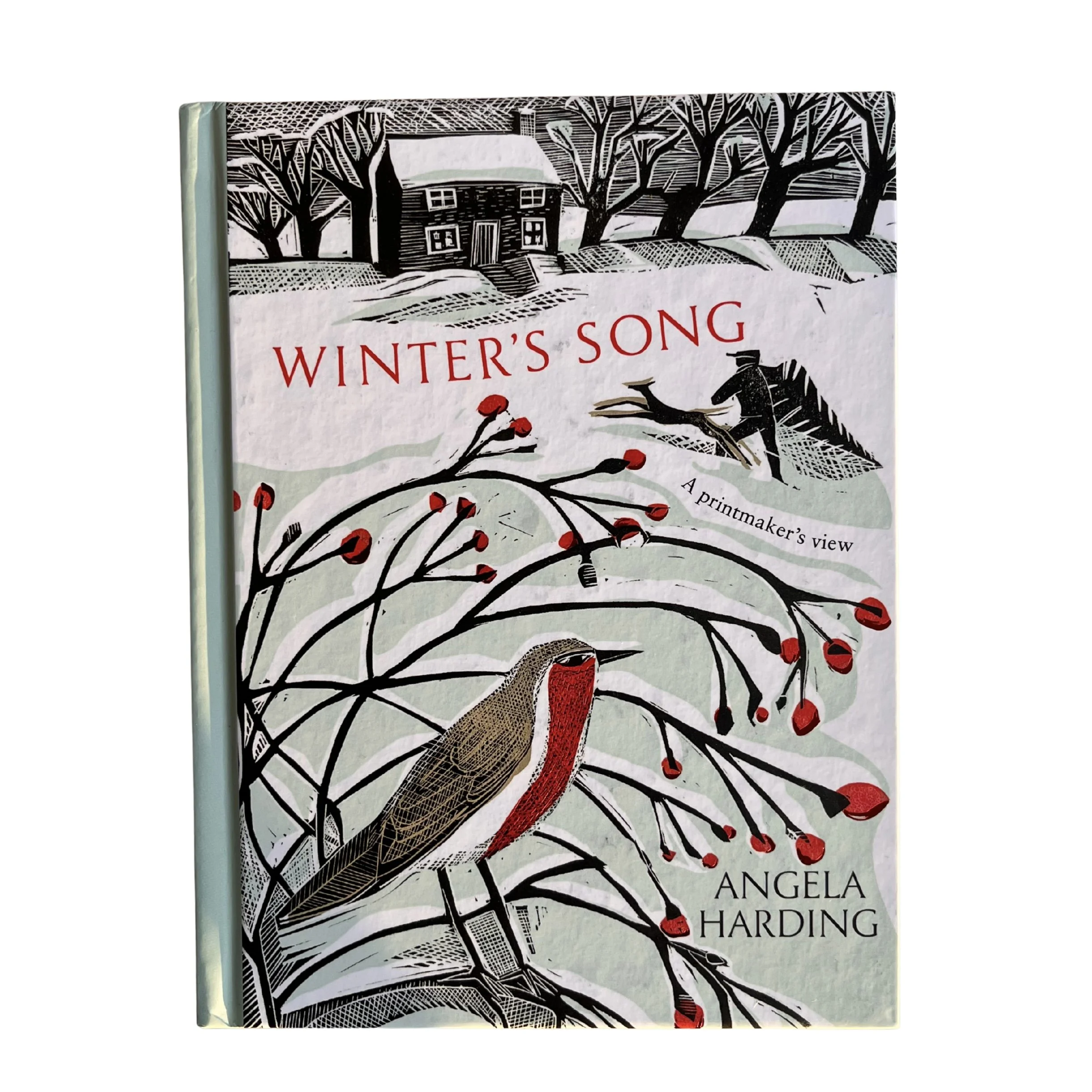 Winter’s Song by Angela Harding, illustrated book celebrating British wildlife and landscapes in winter through woodcut prints inspired by the changing seasons.