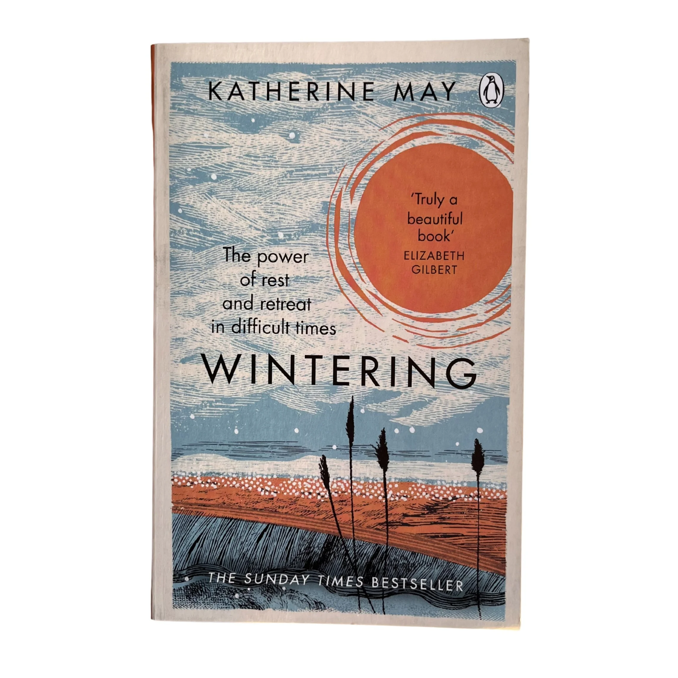 Wintering by Katherine May, non-fiction book about rest, resilience, and finding meaning during difficult seasons of life.