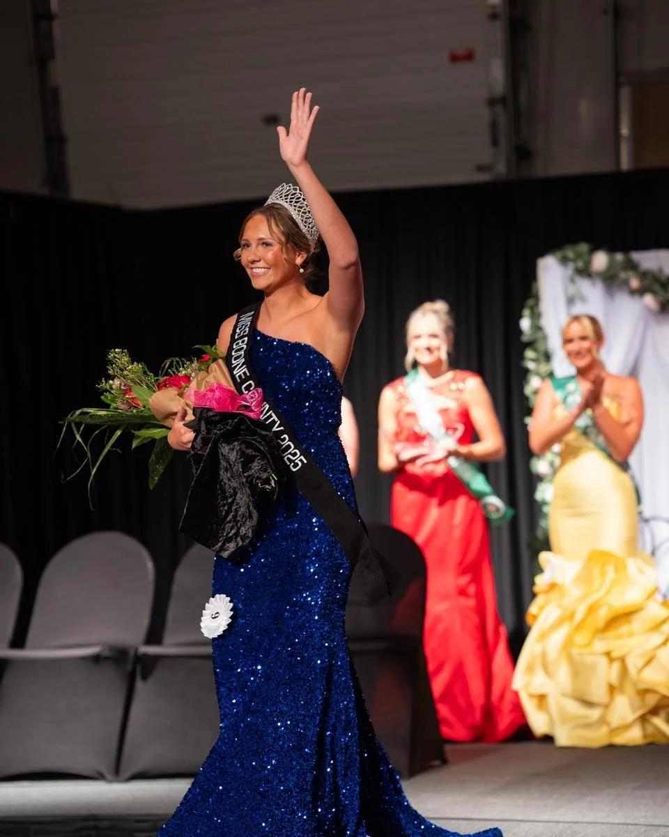 Hello everyone! This is Ella Shepherd, and I’m so excited to serve as your 2025 Boone County 4-H fair Queen! I’m so honored to be given this opportunity to represent and support this amazing county! I hope you all have a wonderful fair we