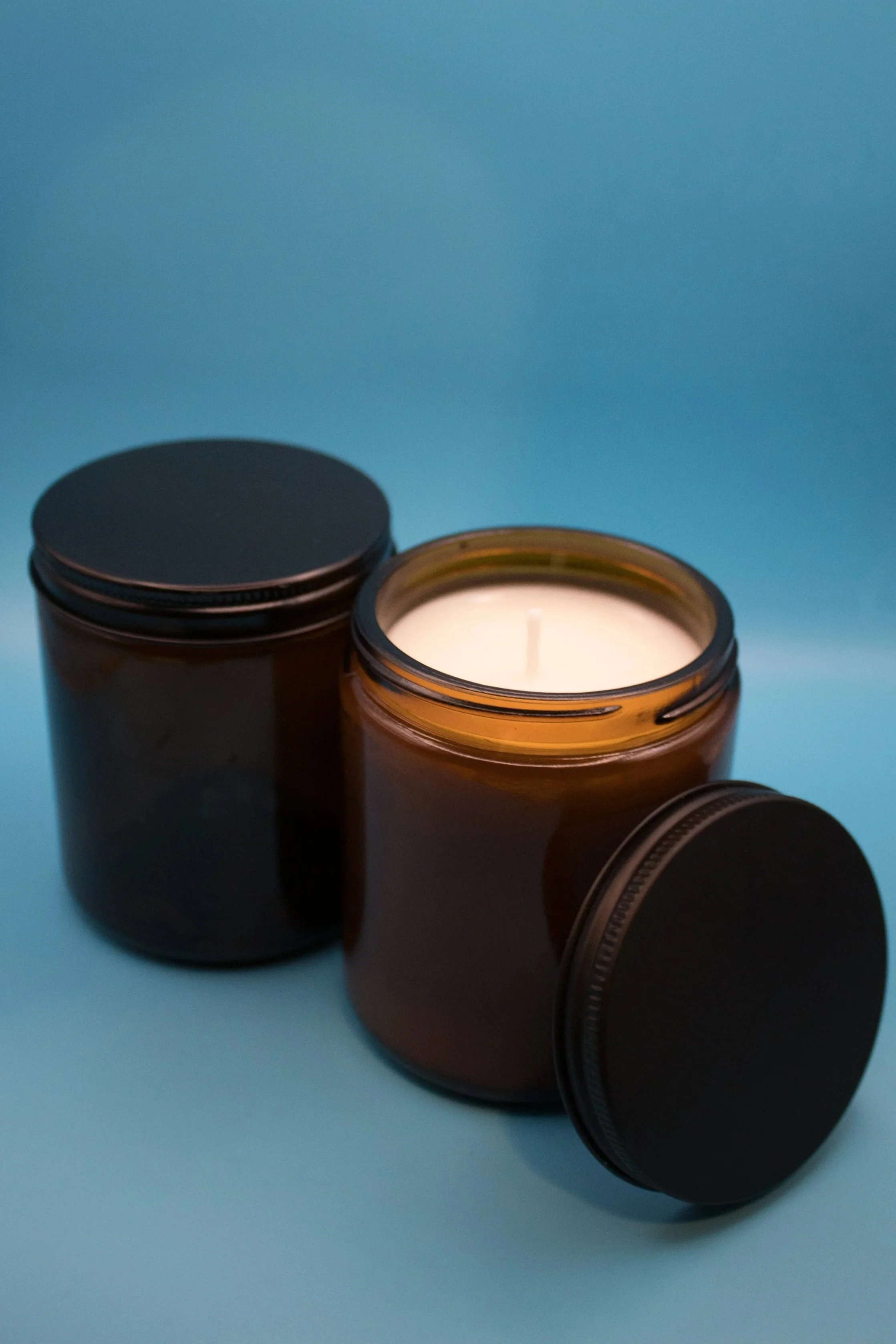 8oz Amber Glass Jar w/ Lid