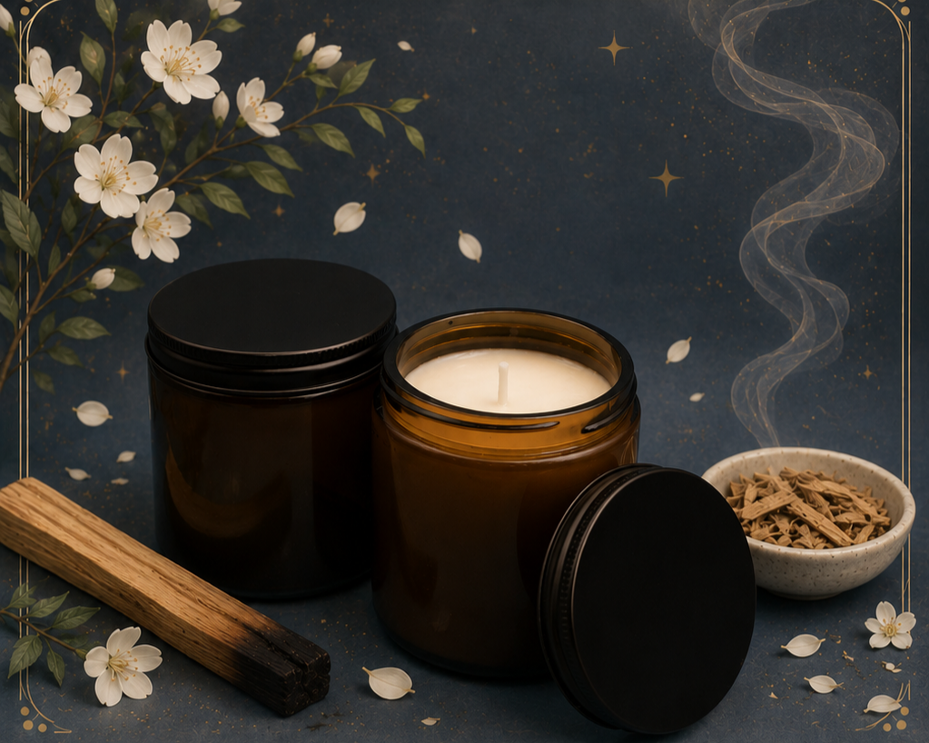 8oz Amber Glass Jar w/ Lid