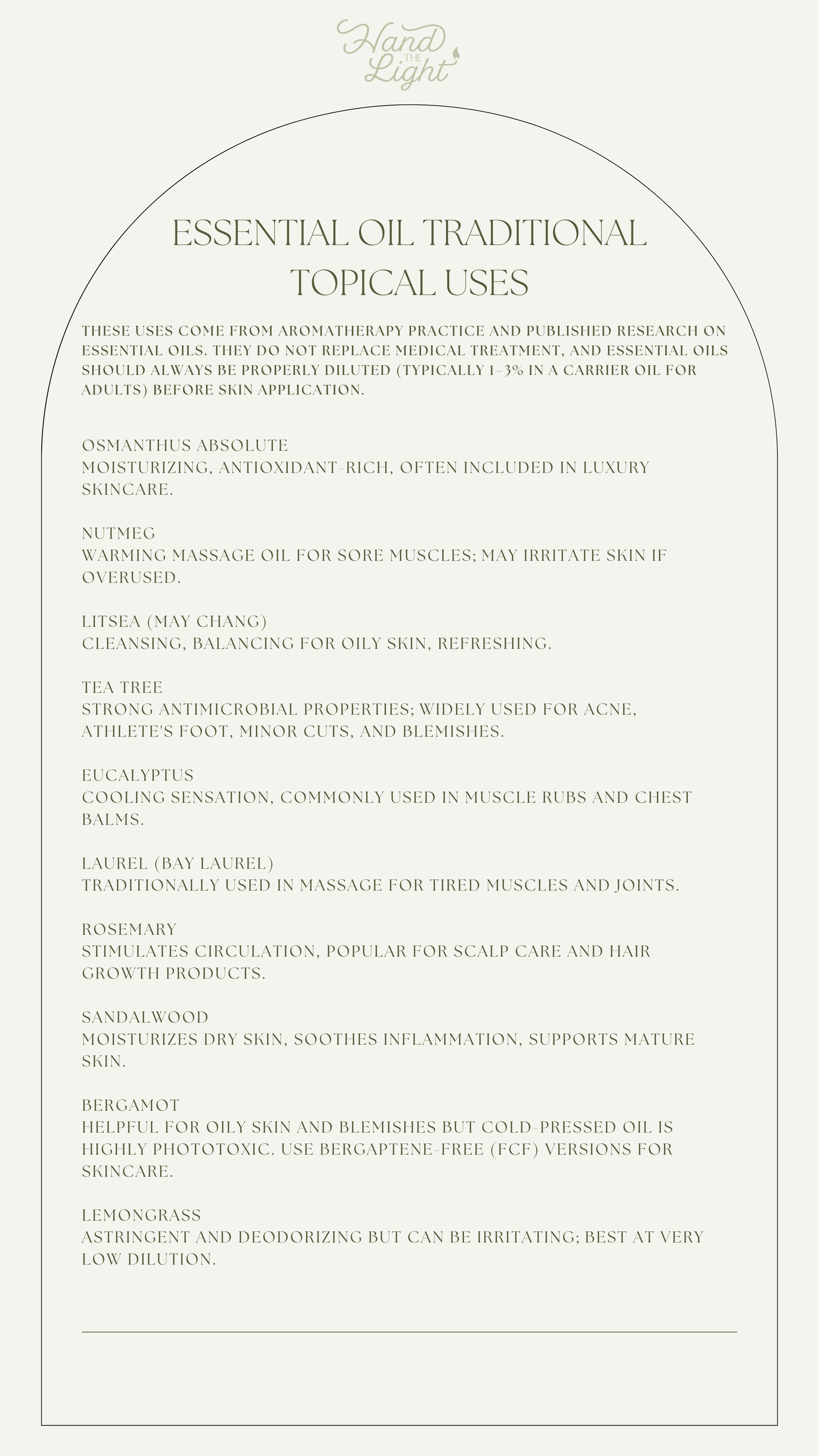Essential oil traditional topical uses