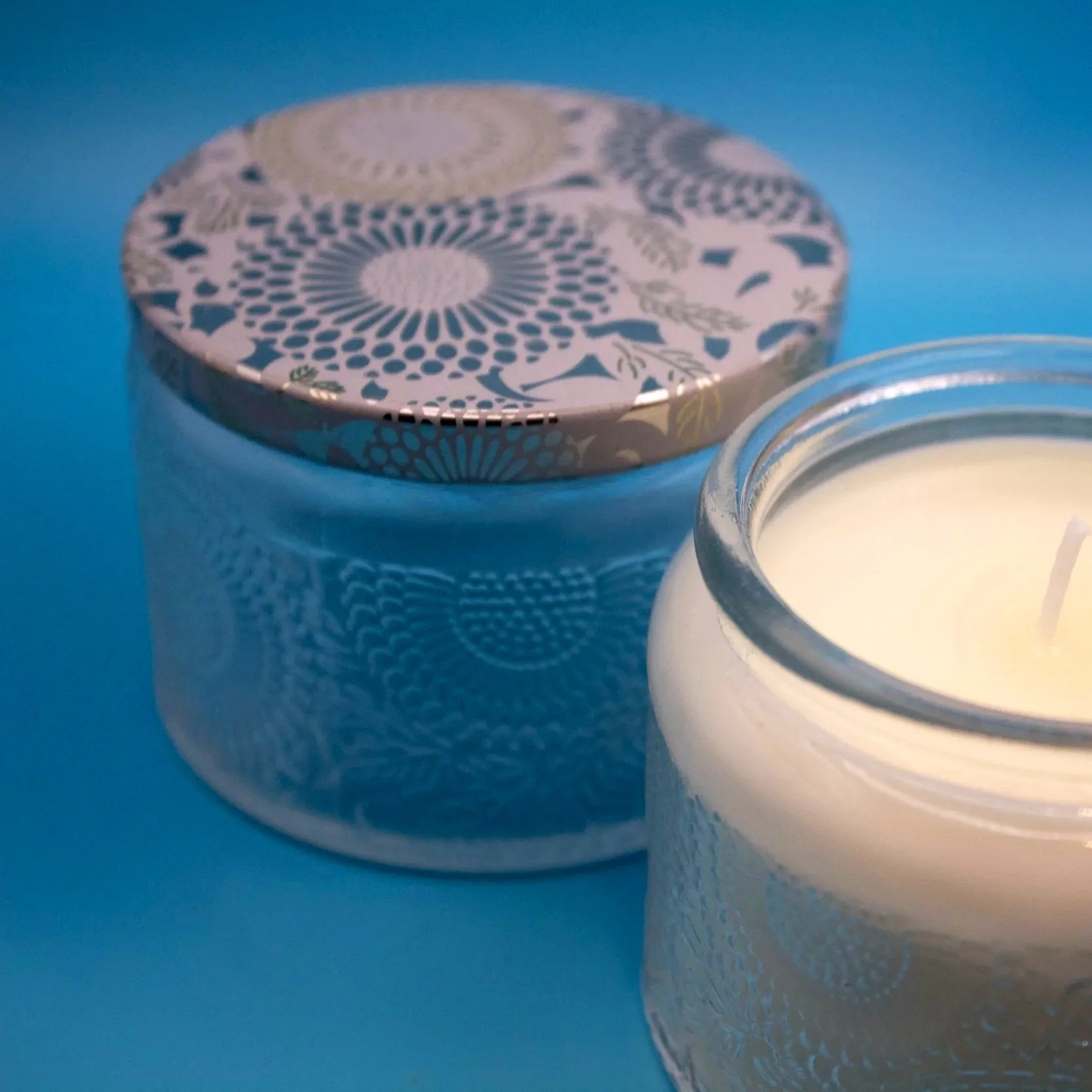 Customize an Artisan Soy Wax Candle: 5oz Embossed Glass Vessel with Decorative Lid