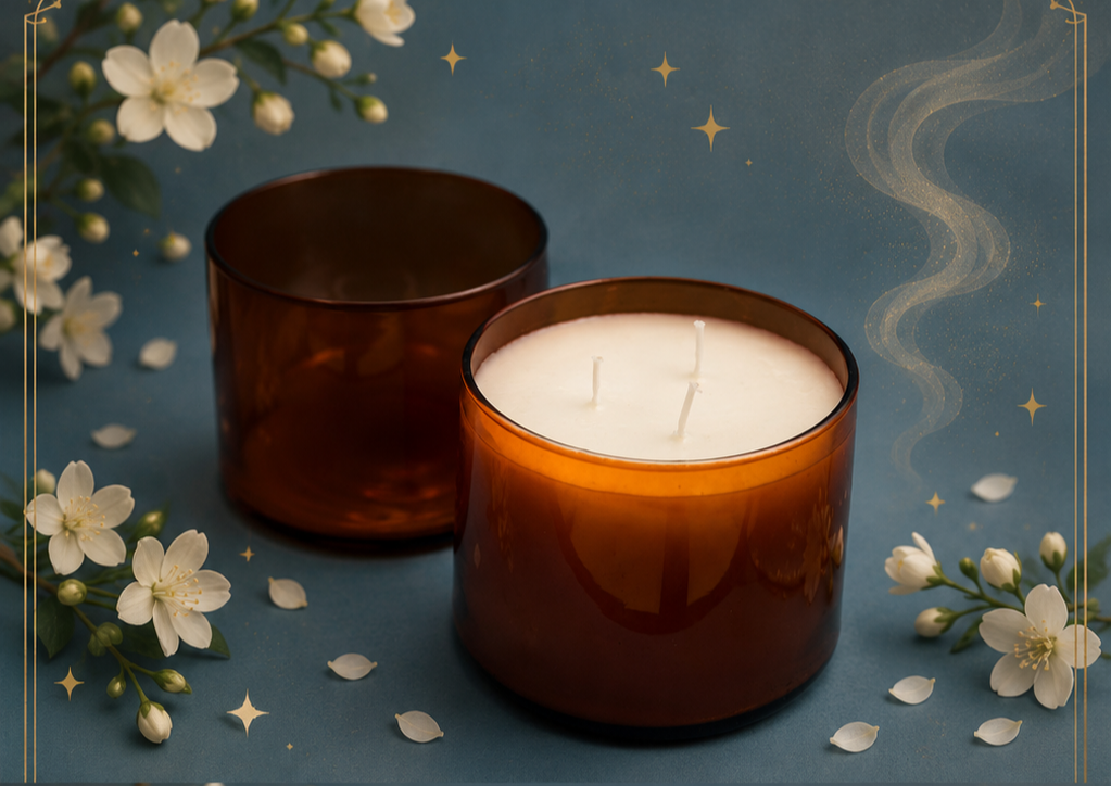 Jasmine Candle - 24oz Orange Tinted Glass Votive