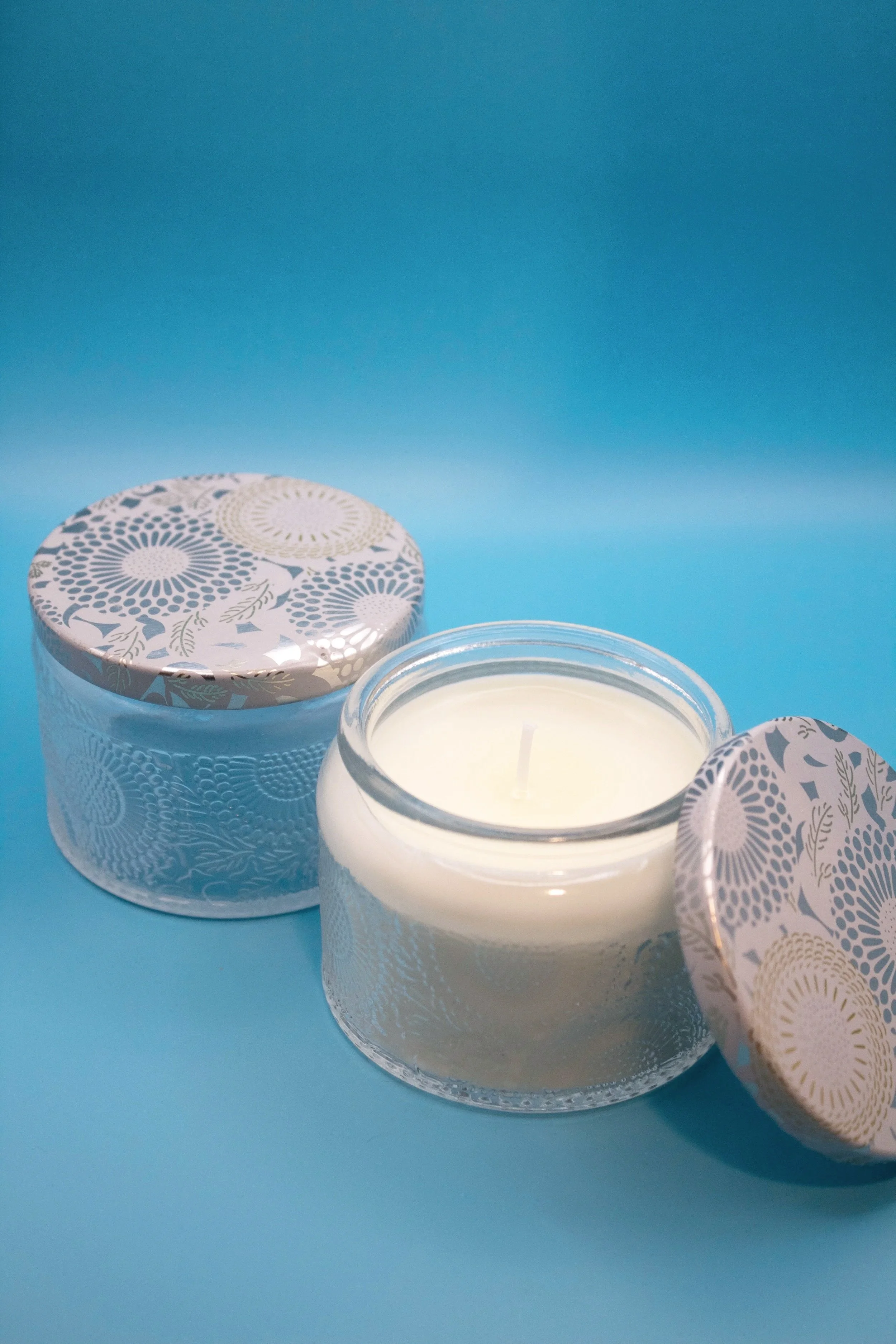 5oz Clear Floral Glass Jar w/ Lid