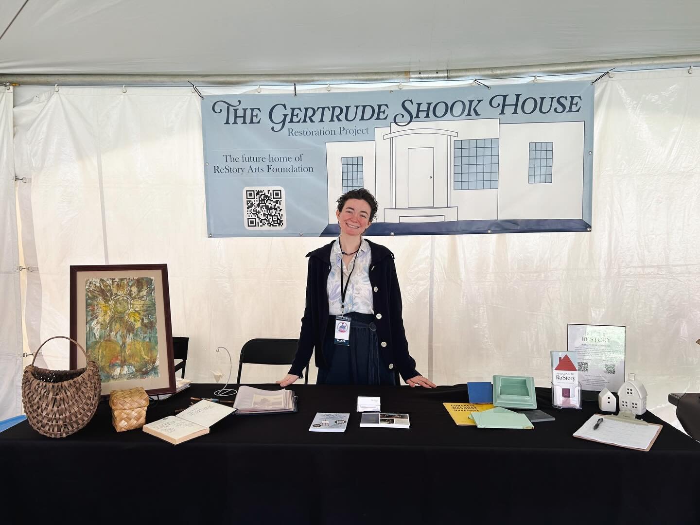 This past weekend, I had the amazing opportunity to participate in @vectorspacehq Maker Faire and share ReStory with the attendees. There were information flyers and event sign-ups available along with some of Gertrude Shook&rsquo;s artwork on view!
