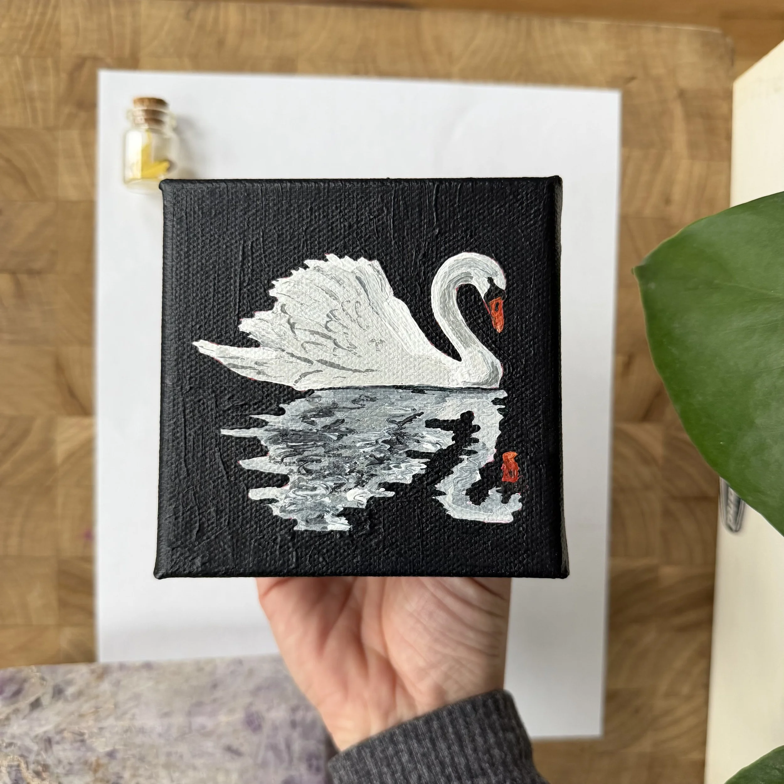 "Reflection" a 4x4" Original Acrylic Painting