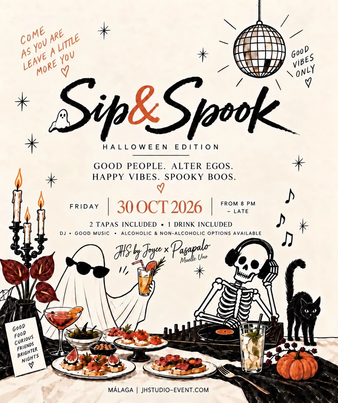 🎃 A playful Halloween aperitivo + DJ at Pasapalo Muelle Uno 👻