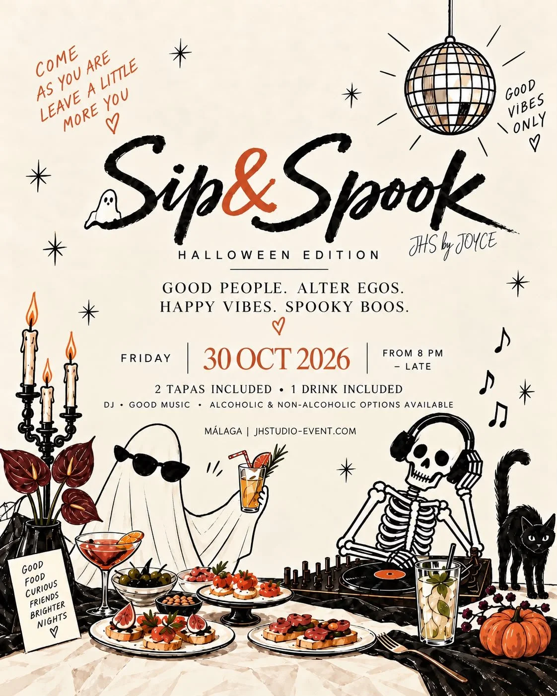 🎃 A playful Halloween aperitivo + DJ at Muelle Uno 👻