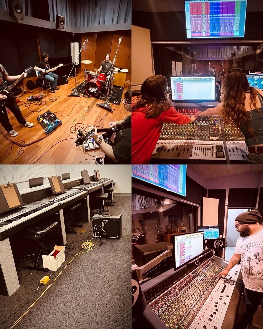 ARC's 2nd level 344 recording class, shown here in studio A, nailing their first ever tracking session with the band &ldquo;Rotary.&rdquo; If you&rsquo;ve got an empty classroom, why not use it for amp isolation? (See photo 3) The Radial instrument e