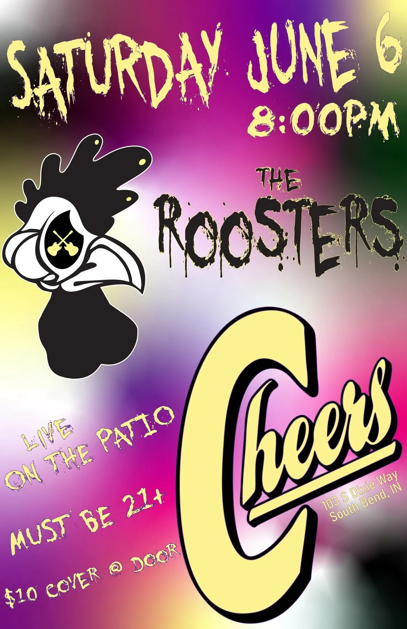 The Roosters on the Cheers Patio