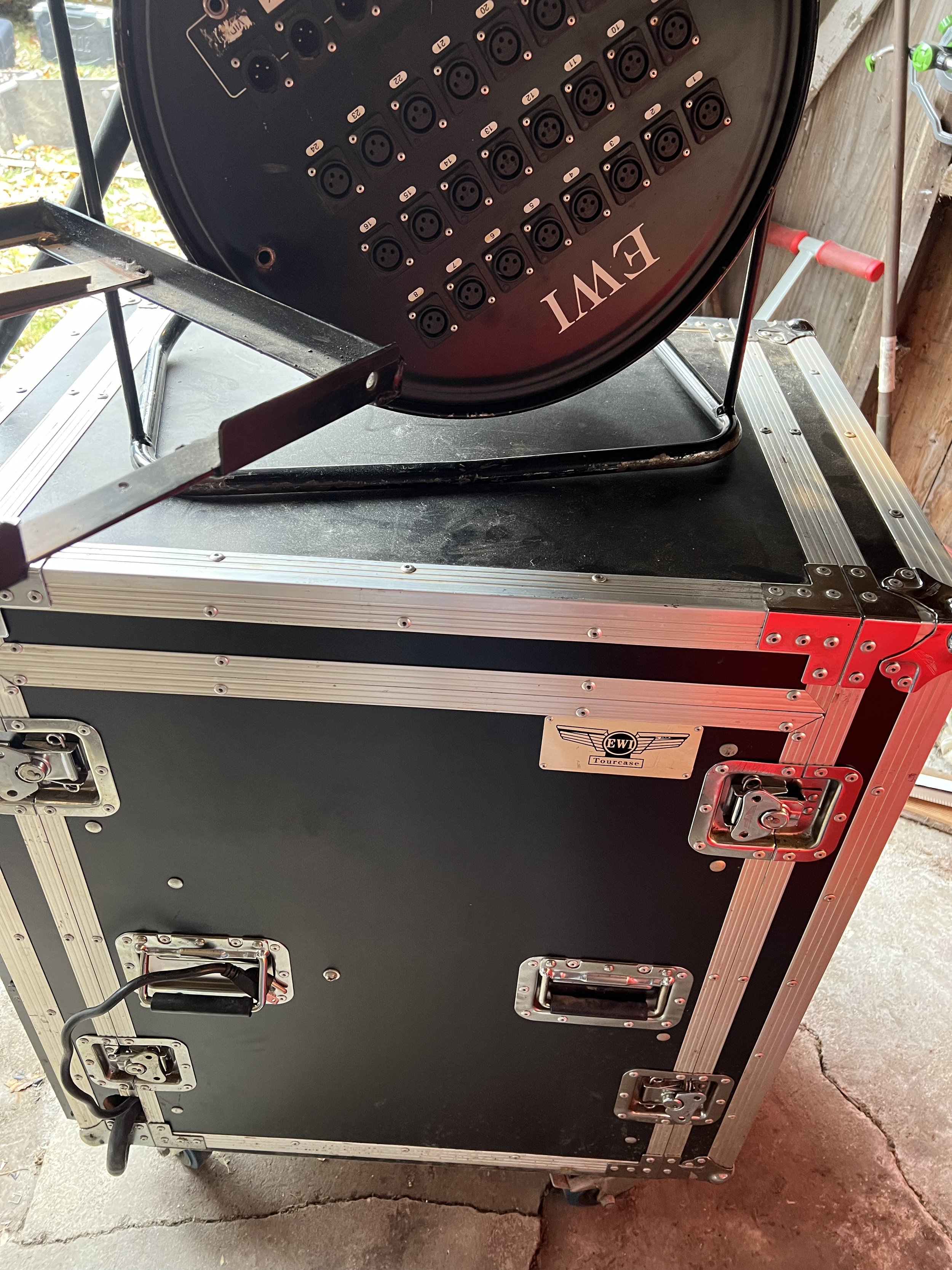 currently has a Yamaha LS9 mounted in the top. will sell as package with LS9 and snake/stagebox $1500 or separate. $300 for just the rack. On casters SOLD
