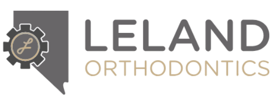 Logo for LeLand Orthodontics featuring a tooth with a gear around it and the text 'LeLand Orthodontics'.
