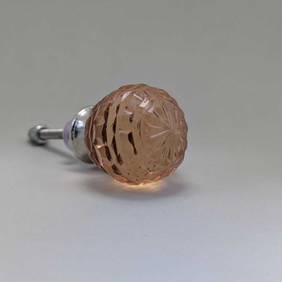Peach Crystal Vintage Round Knob