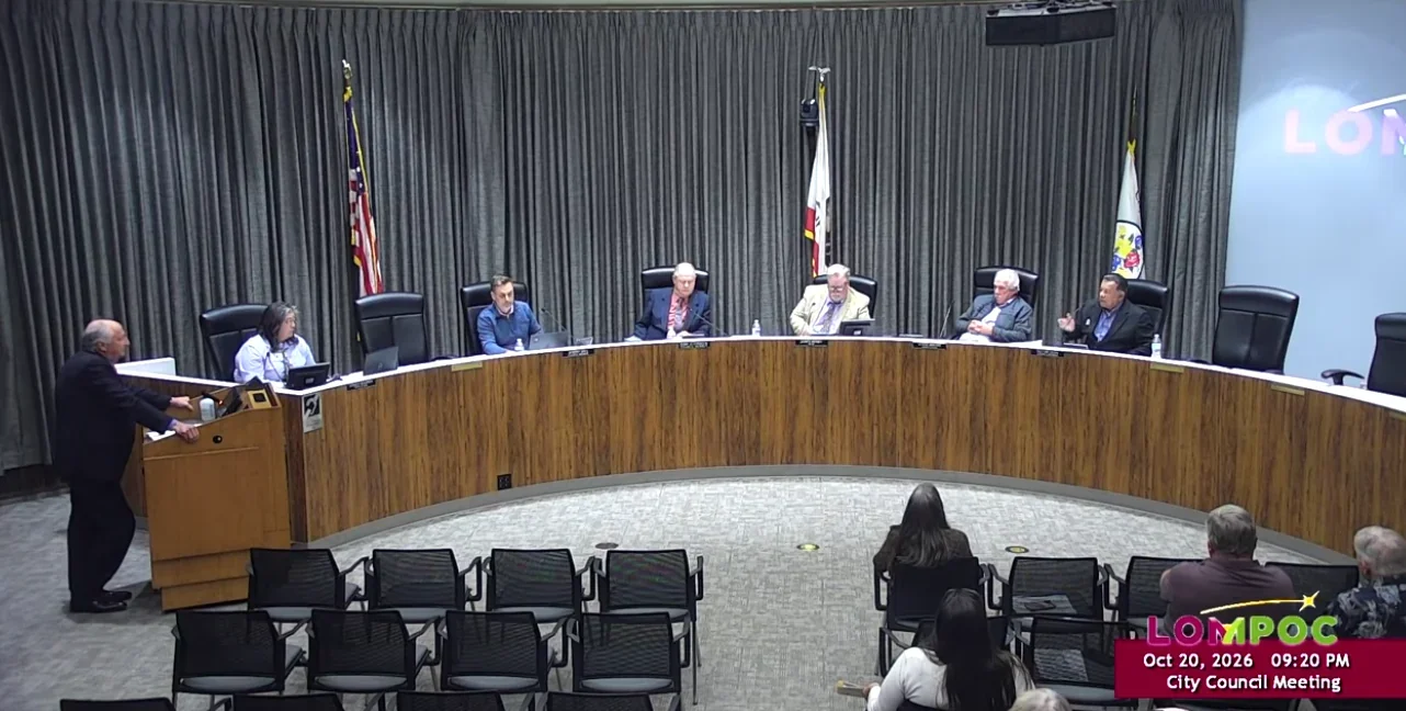 PBDV CEO & Founder Steve Franck presents to the Lompoc City Council, who granted the group a two year extension on their Space Base project.