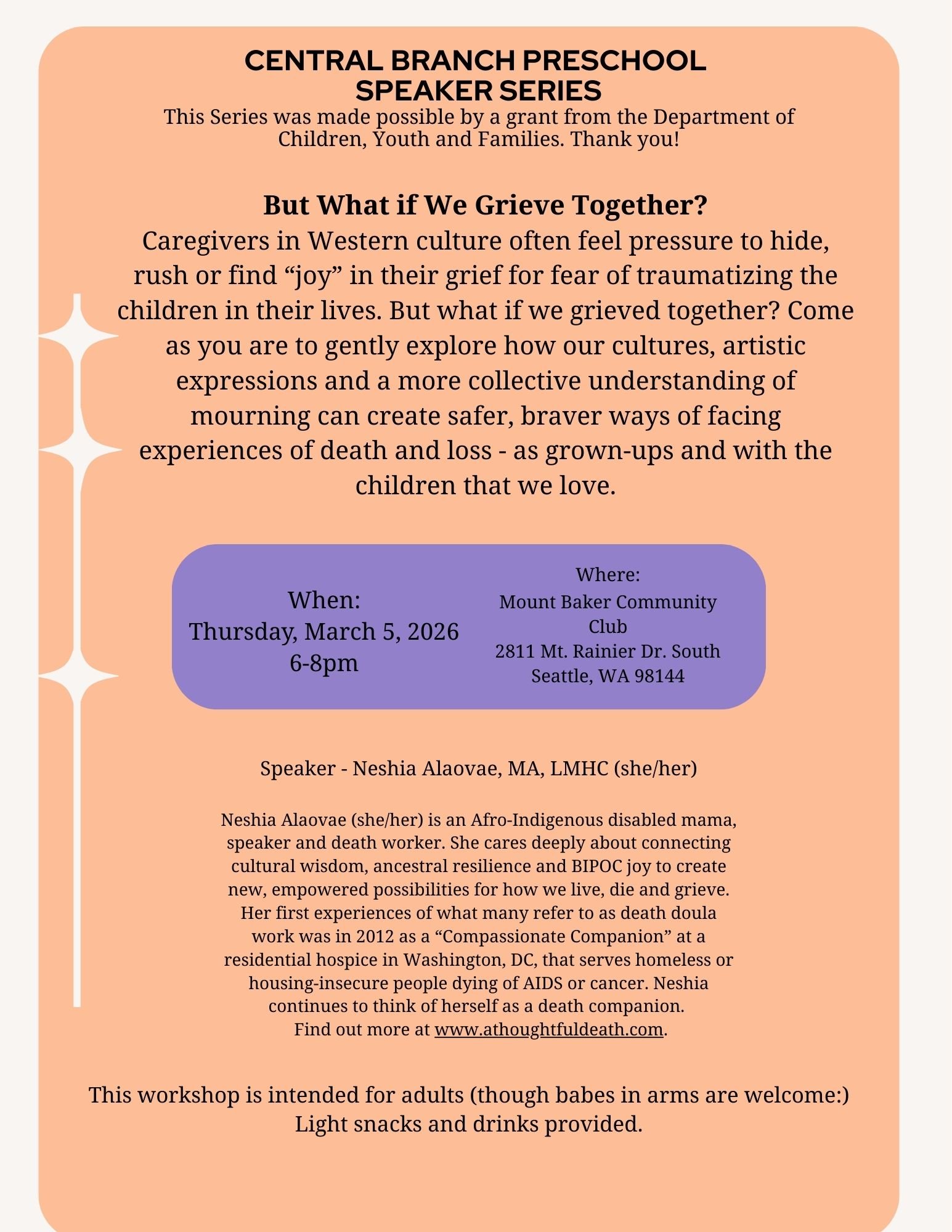 Central Branch Preschool Speaker Series: But What if We Grieve Together?