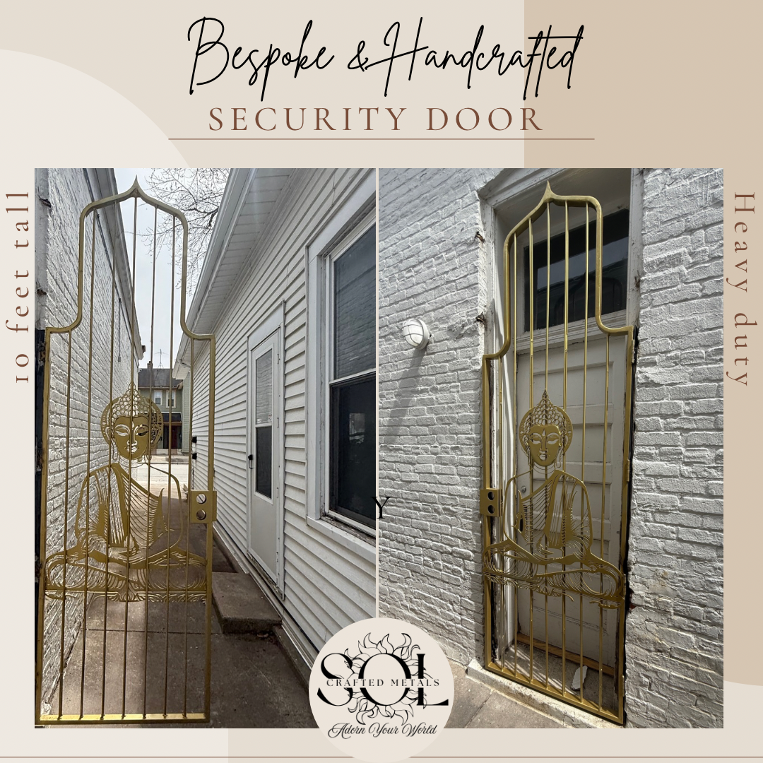 Buddhist inspired security door example by Sol Crafted Metals