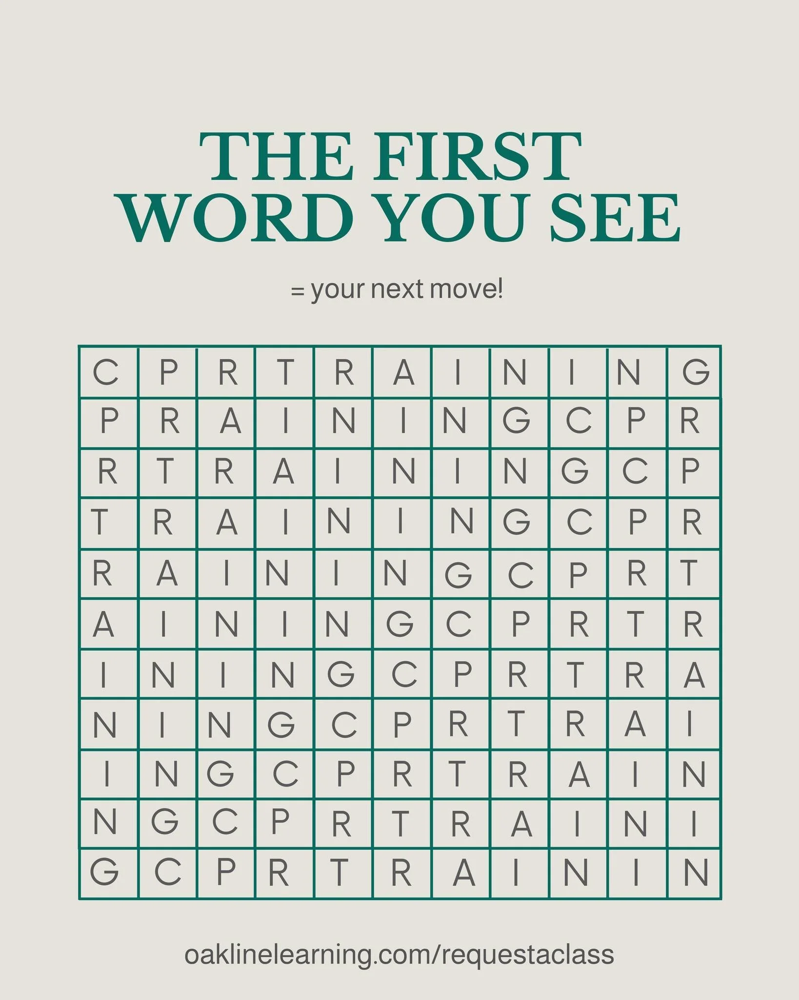 👀 You found it. Now act on it.
Coincidence? Maybe.
But it&rsquo;s a great place to start!
💬 Sign up today: oaklinelearning.com/requestaclass
#CPRTraining #NextStep #OakLineLearning