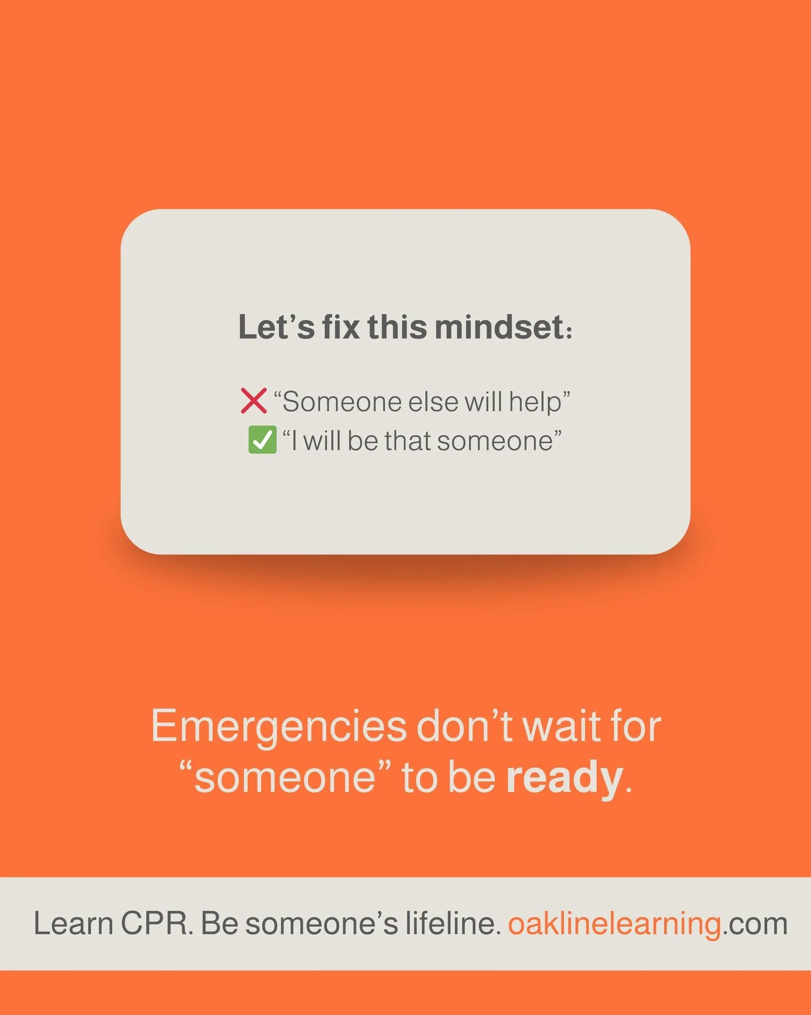 If you&rsquo;re there, you&rsquo;re responsible. Be ready to act.
📲 Start now: oaklinelearning.com/requestaclass
#MindsetShift #CPRResponsibility #OakLineLearning