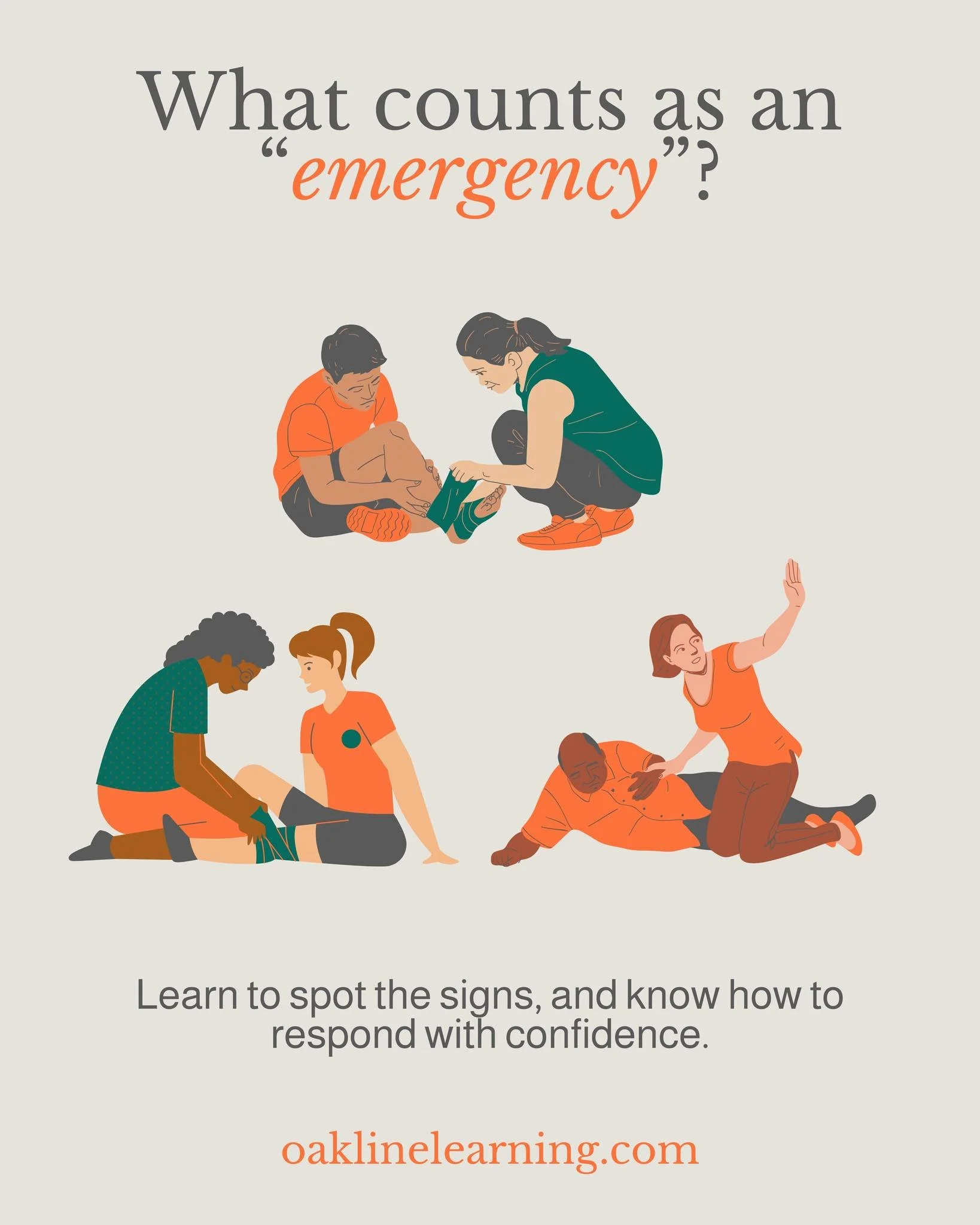 Would you know what to do if someone twisted an ankle, passed out, or had a seizure?
Not every emergency looks the same, but every response starts with you.
Learn how to recognize warning signs and respond with confidence.
🩹 Enroll at oaklinelearnin