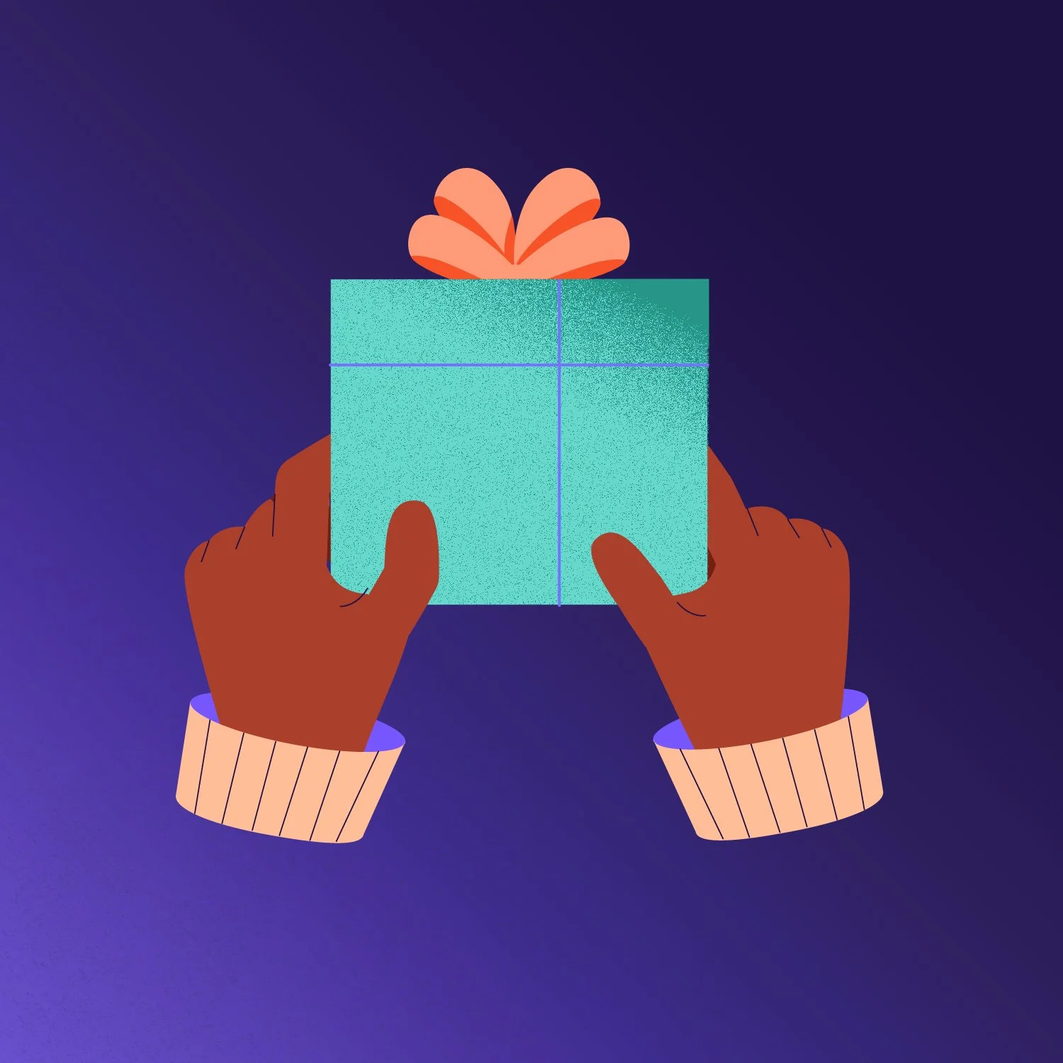 Illustration of hands holding a gift to visualise someone becoming a sponsor