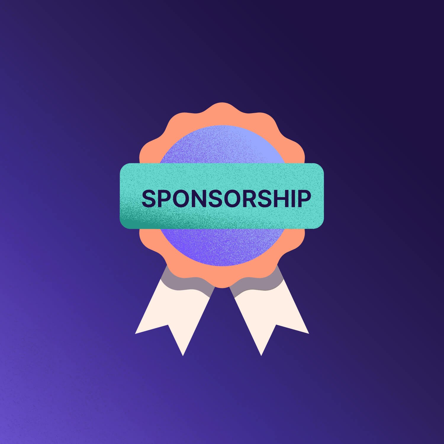 Illustration showing a badge with the words "Sponsorship"