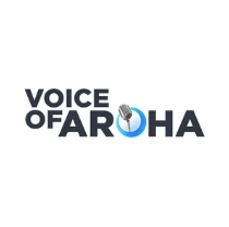 Logo with the text 'Voice of Aloha' and a hand cursor icon.