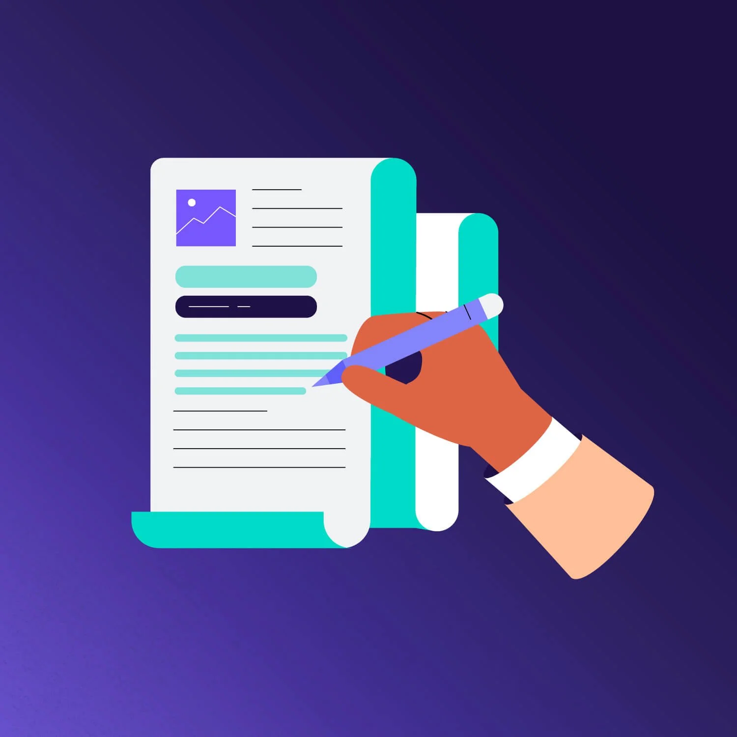 Document or page icon with text lines, representing drafting a tailored impact report for community organisations and funders.