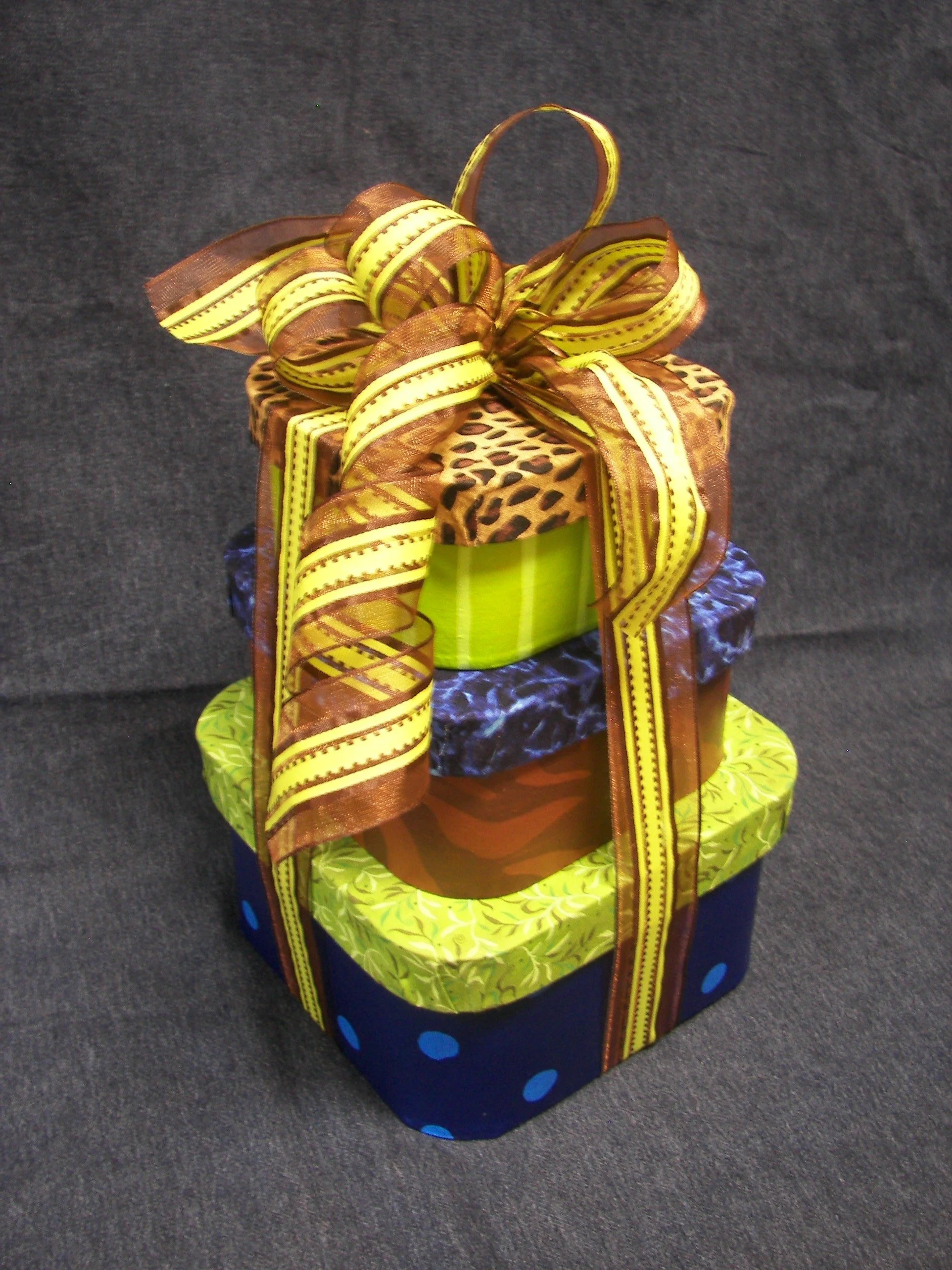 Fabric Covered and Hand-painted Storage Boxes