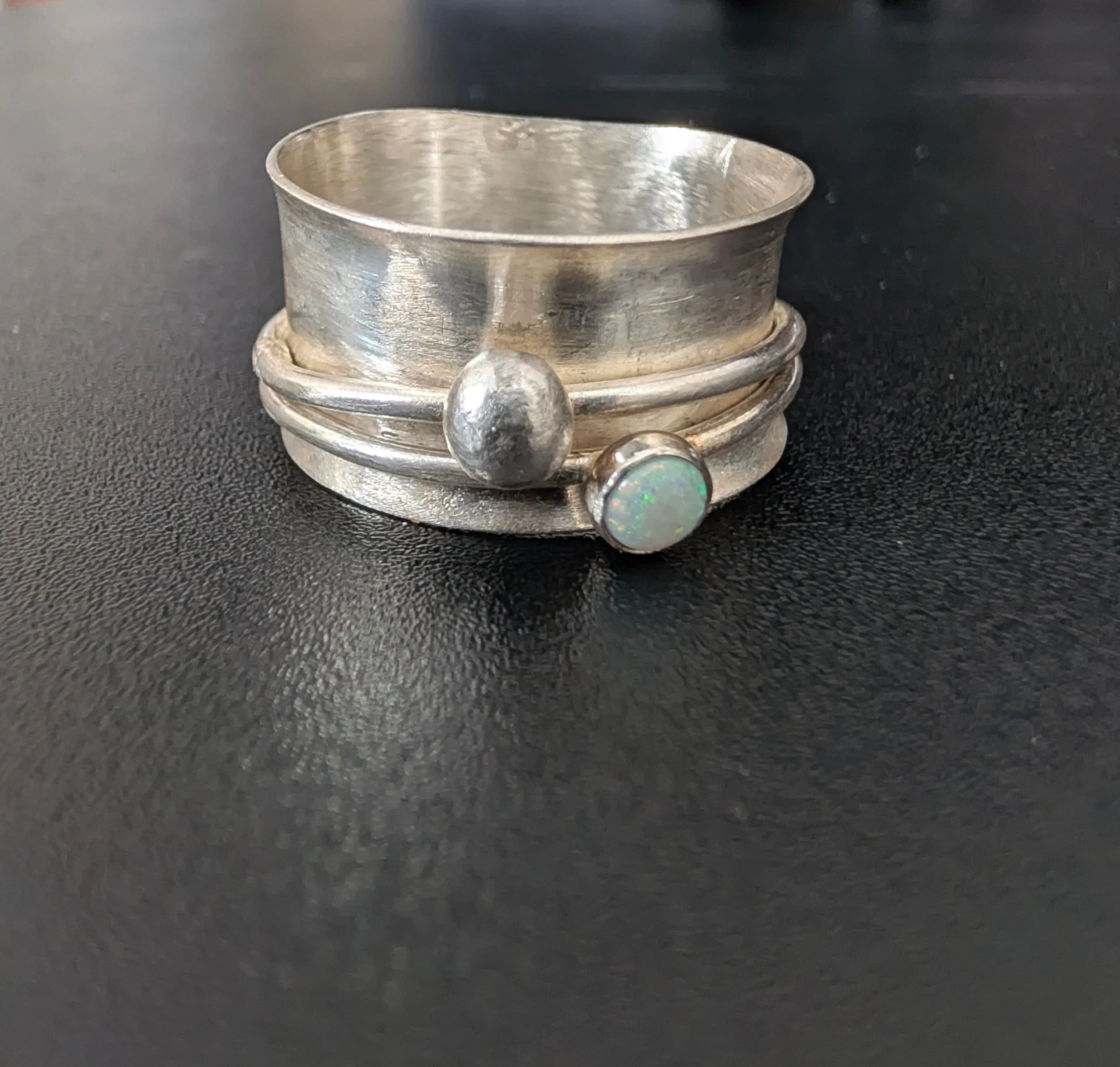 Opal and Sterling Silver Spinner Ring