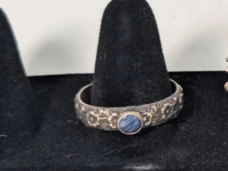 Sodalite Stone Ring on Flower Band