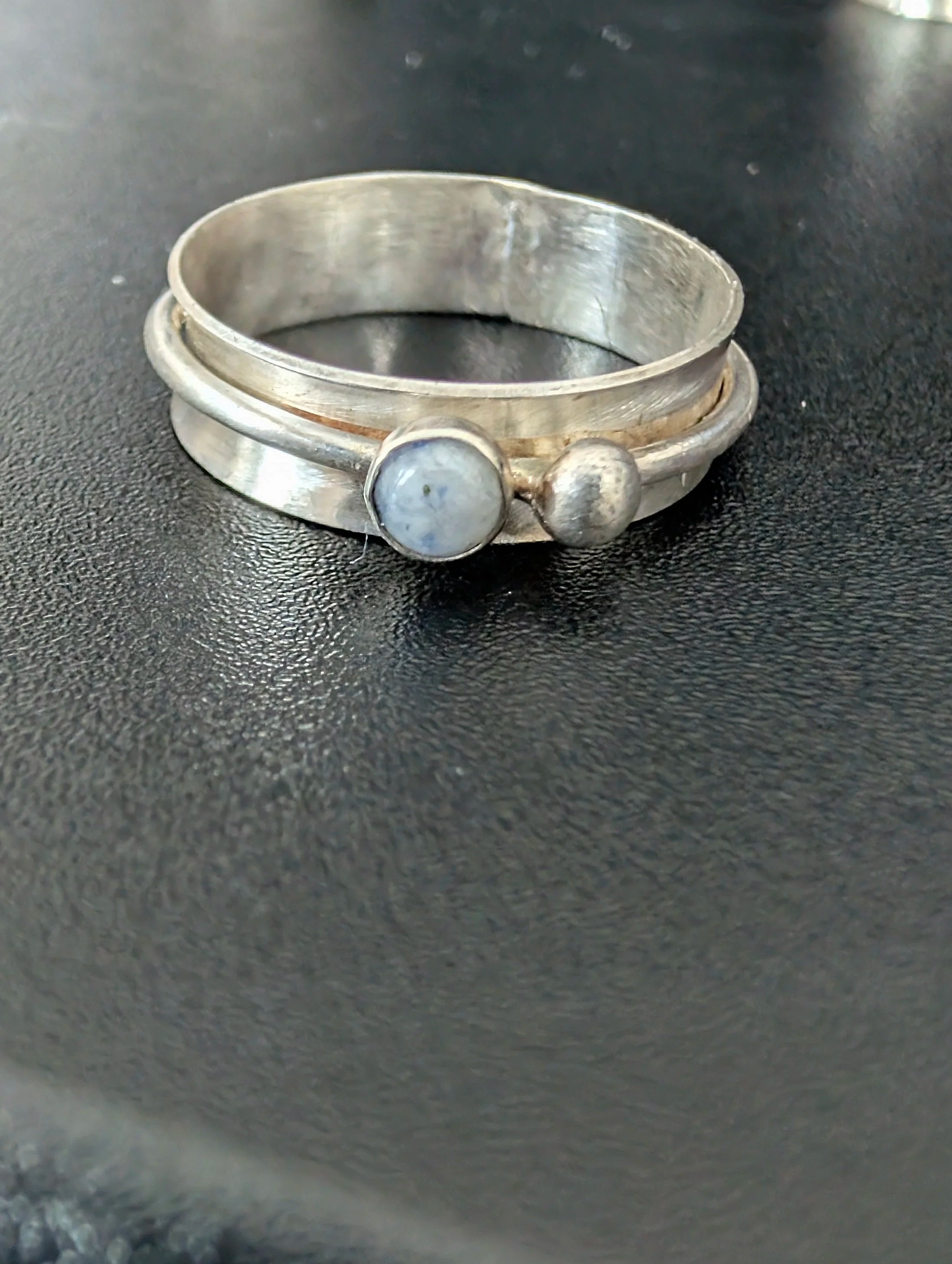 Kyanite Stone with Silver Ball Spinner Ring