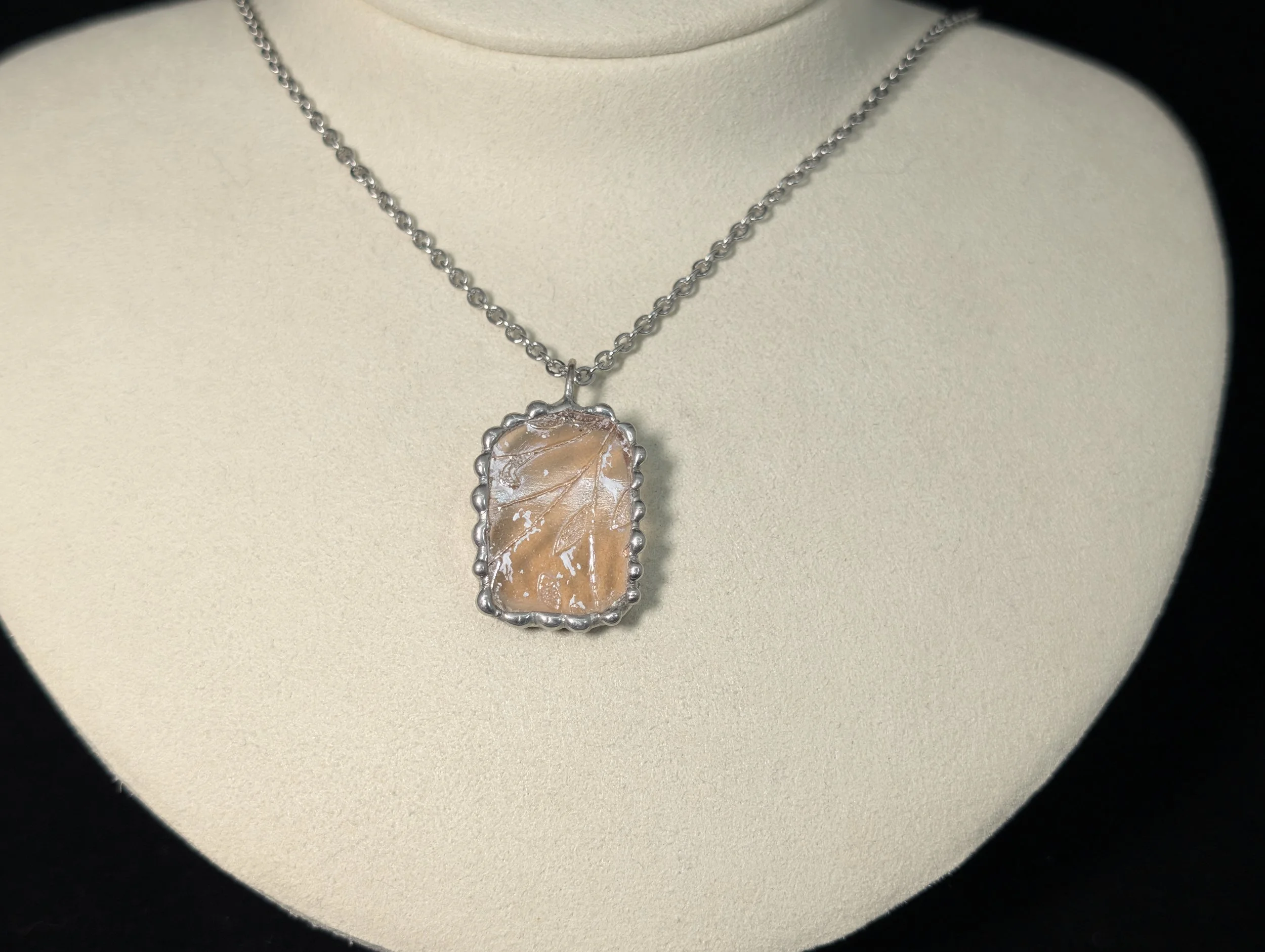 Marigold Carnival Glass Pendant Necklace