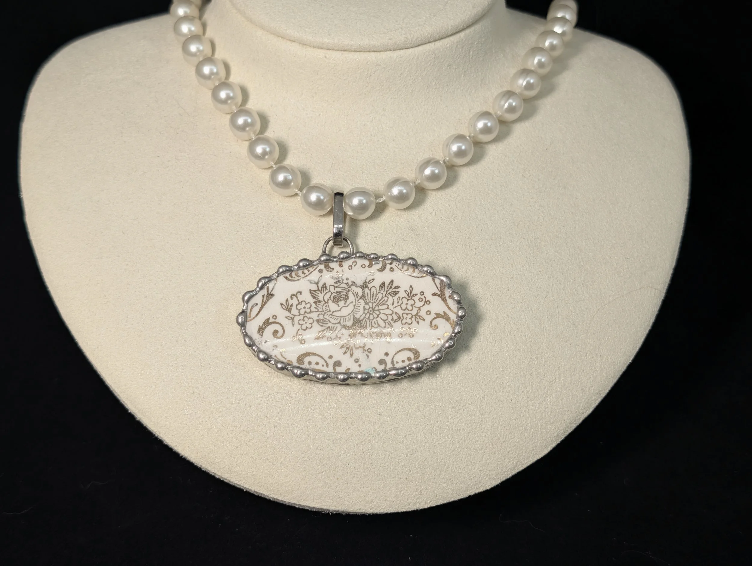 Gold Flower Pendant on Vintage Pearl Costume Necklace (Pendant Removeable) (Copy)