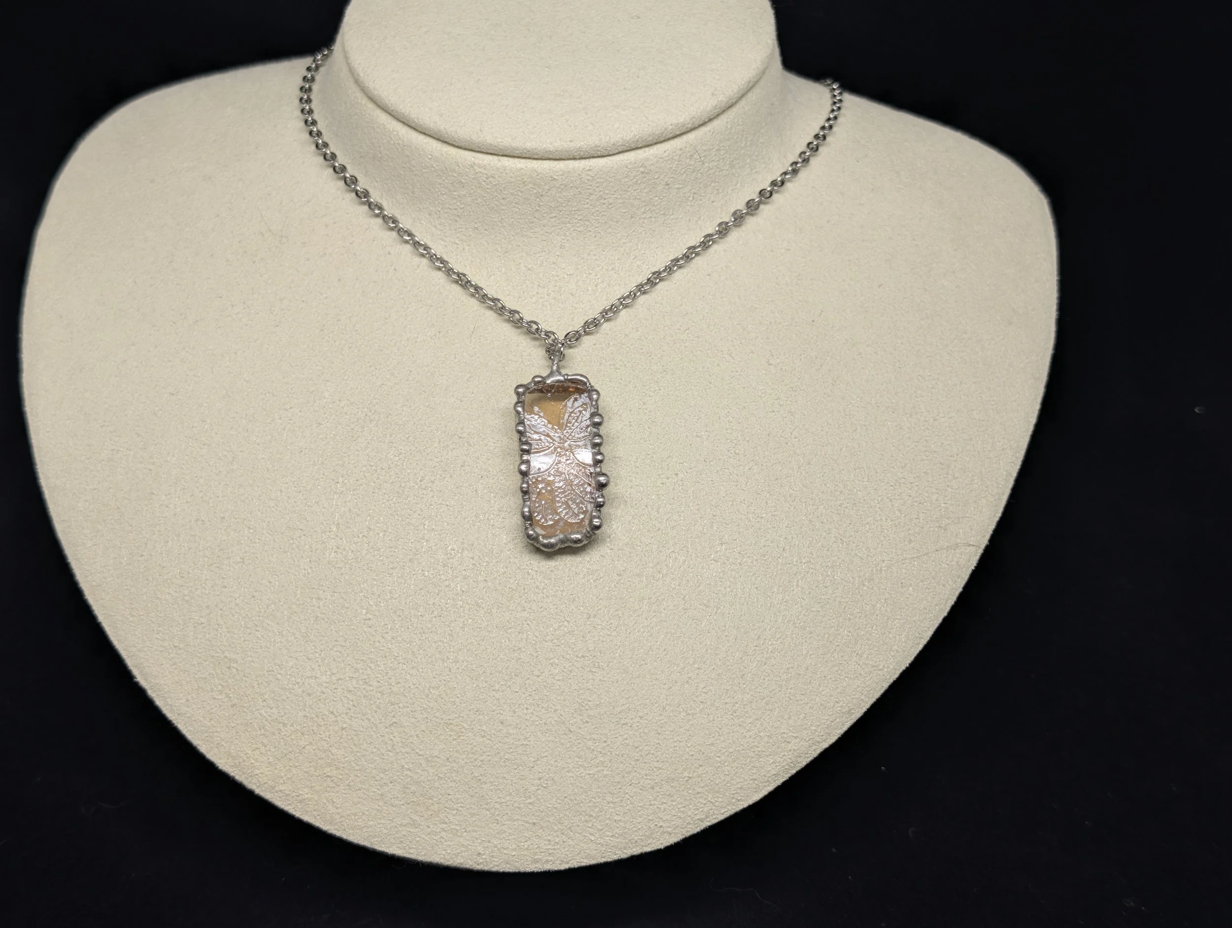 Marigold Carnival Glass Pendant Necklace