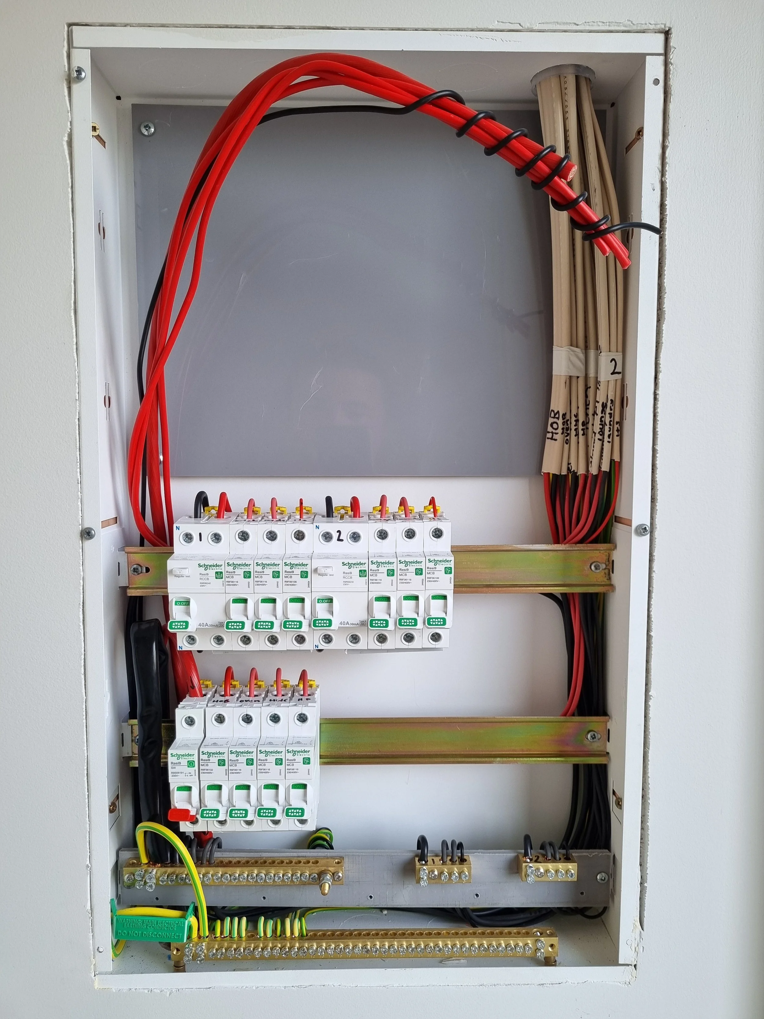 Image shows an electrical switchboard that has been upgraded by Duncan from Forrest Electrical