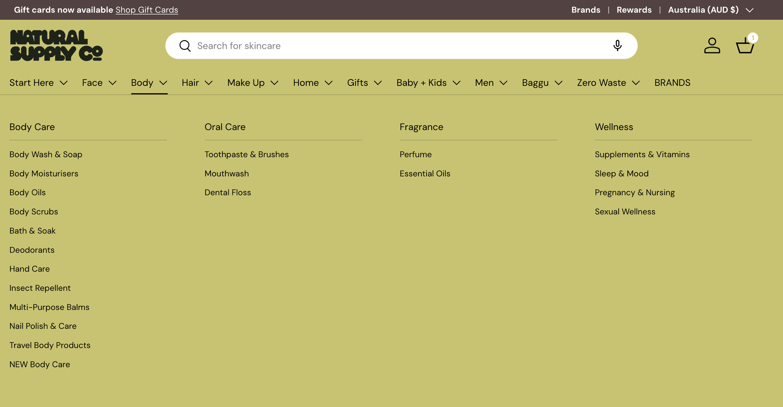 Natural Supply Co Refine Mega Menu