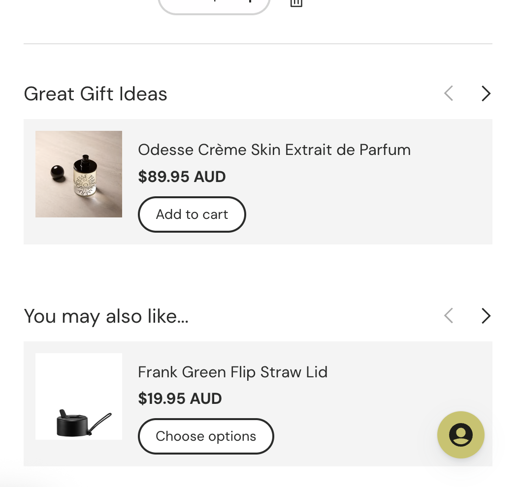 Slide out Cart Upsell