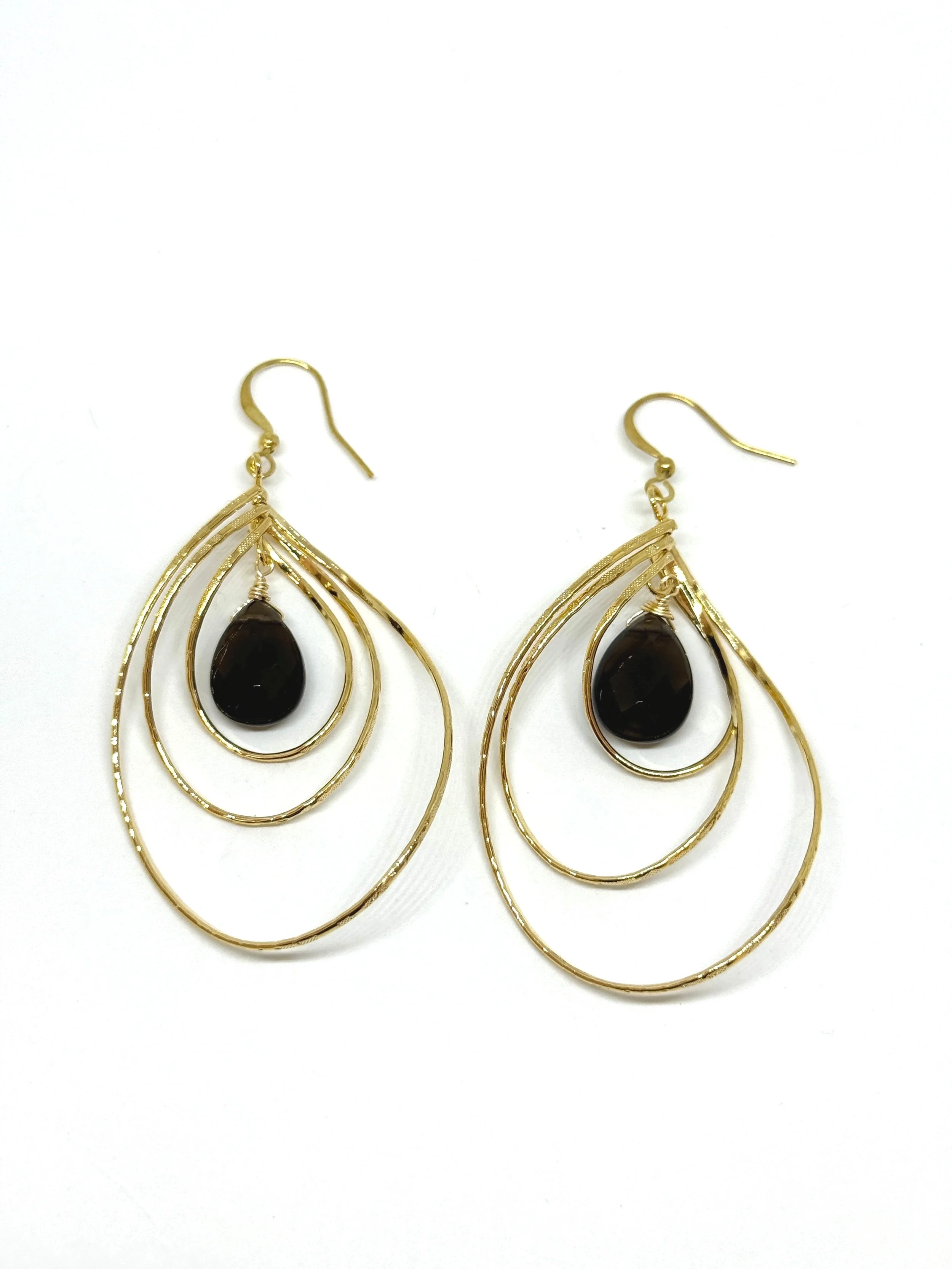 Smokey Quartz Gold Earrings