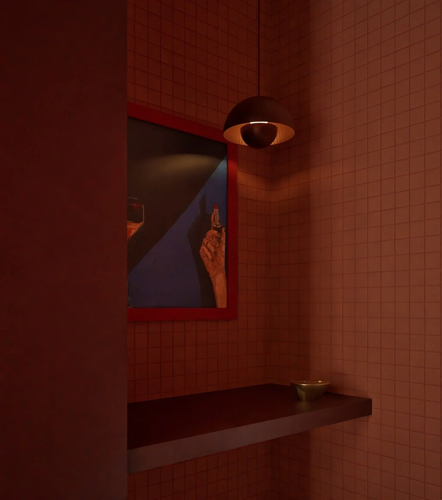 Maximum mood for Velvet&rsquo;s powder room 🤎⁠ @velvetcafelounge 
⁠
⁠
Velvet opened it&rsquo;s doors this week, so if you&rsquo;re on the GC pop in for a coffee or wine. ⁠
⁠
⁠
Renders by Studio Beck